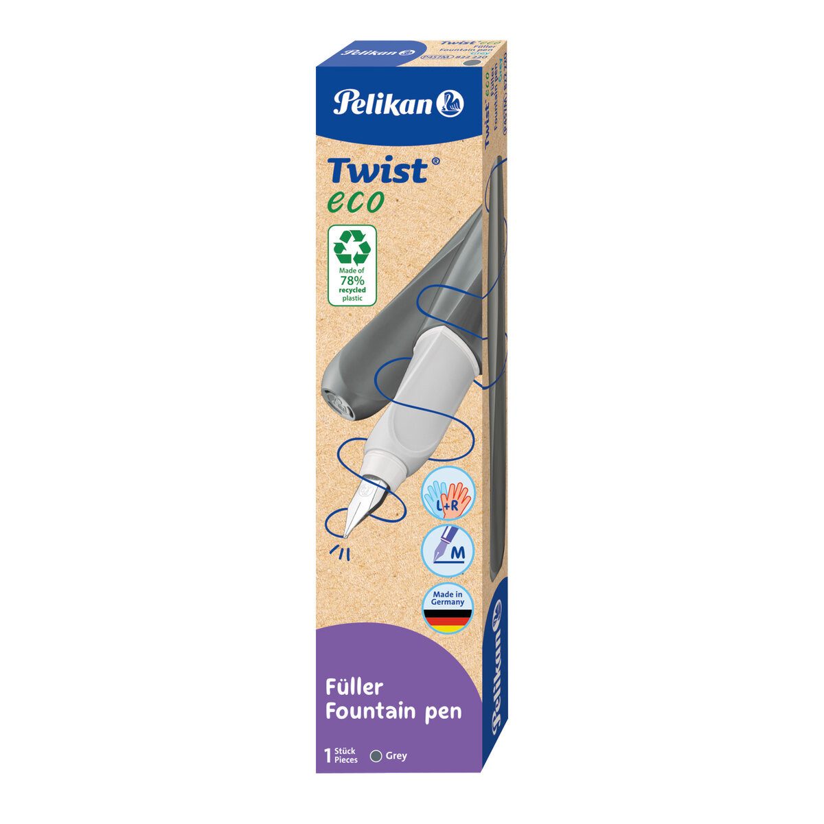 Pelikan Füllhalter Füller Twist Eco - Feder M grau.