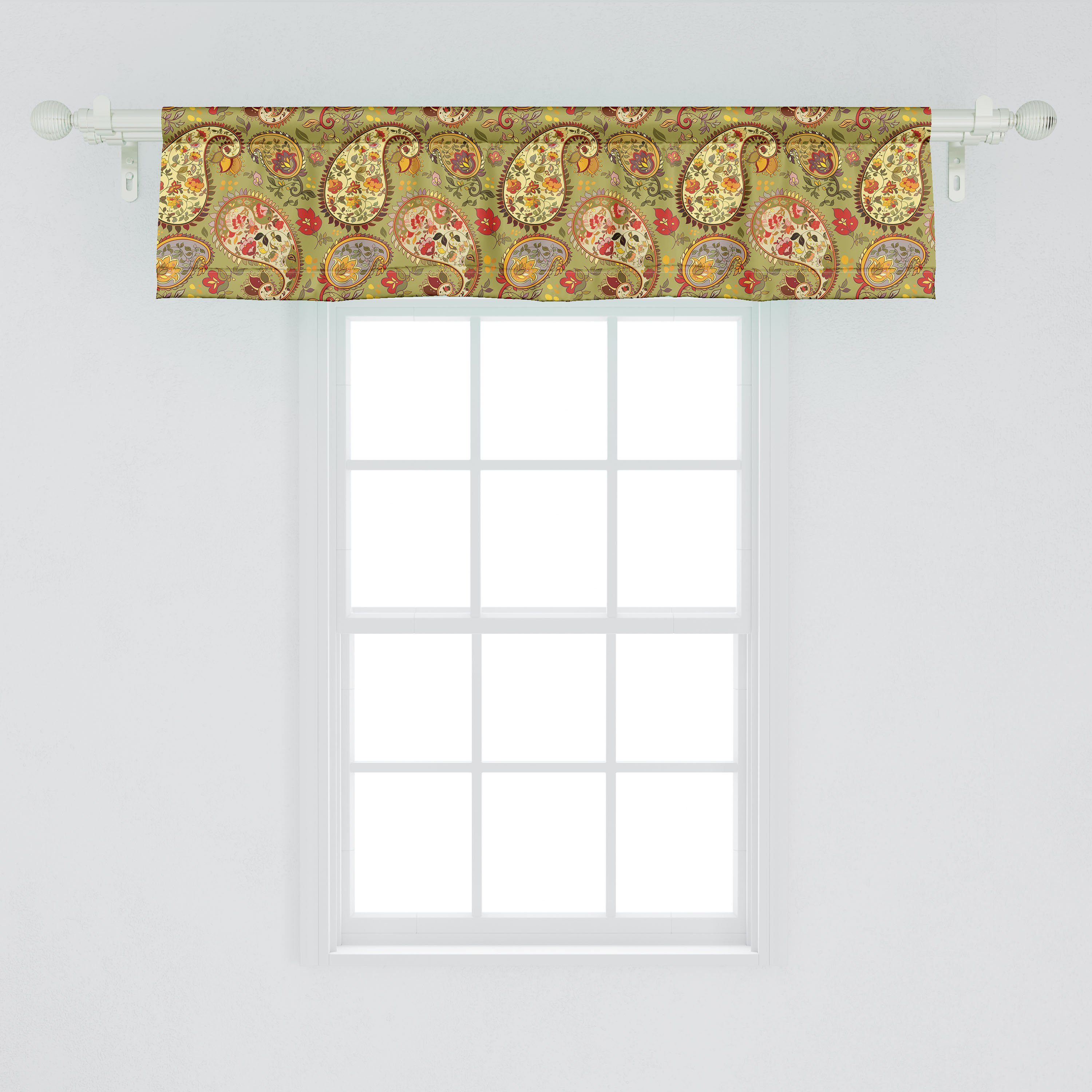 Scheibengardine Vorhang Volant für Stil Bunter Paisley Küche Schlafzimmer mit Dekor Microfaser, Stangentasche, Abakuhaus, persischer
