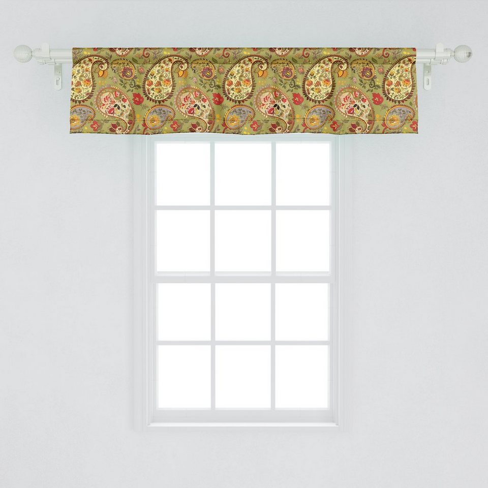 Scheibengardine Vorhang Volant für Küche Schlafzimmer Dekor mit  Stangentasche, Abakuhaus, Microfaser, Paisley Bunter persischer Stil