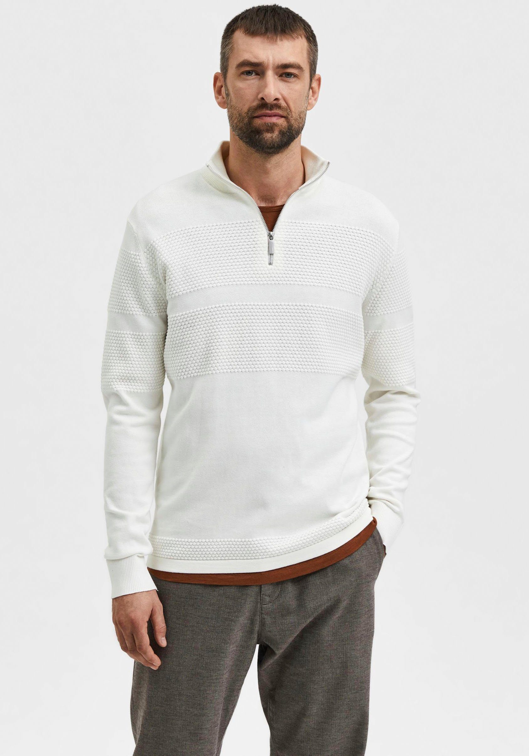 SELECTED MAINE ZIP, HOMME Troyer KNIT HALF Material Trageangenehmes