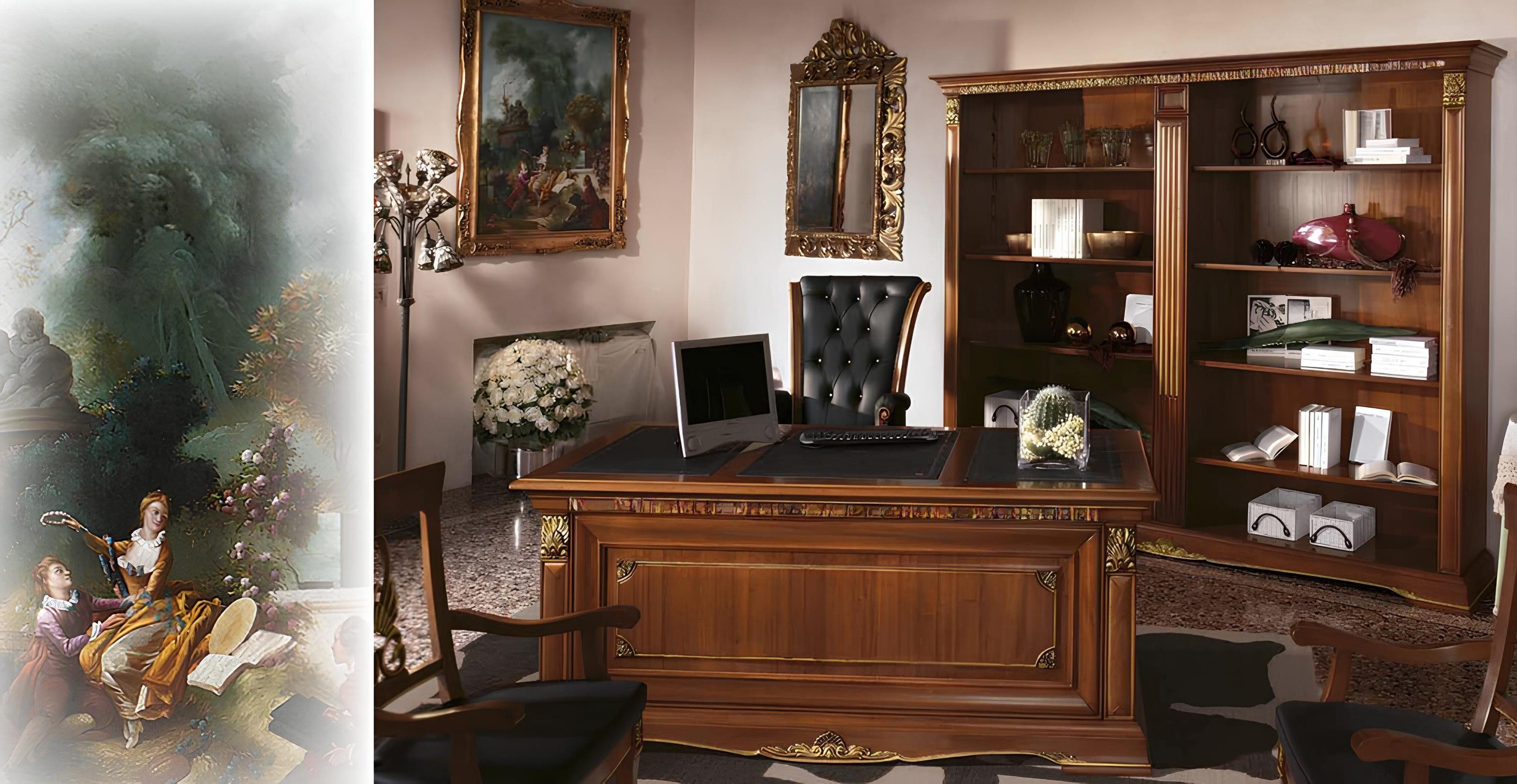 Xlmoebel Bücherregal Edler XXL Aktenschrank im antiken Luxus-Stil, Made in Europa