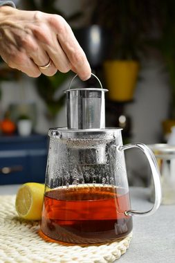 Sendez Teekanne »1,2L mit Edelstahl Sieb und Stövchen Teebereiter Glaskanne Teeset Kanne«