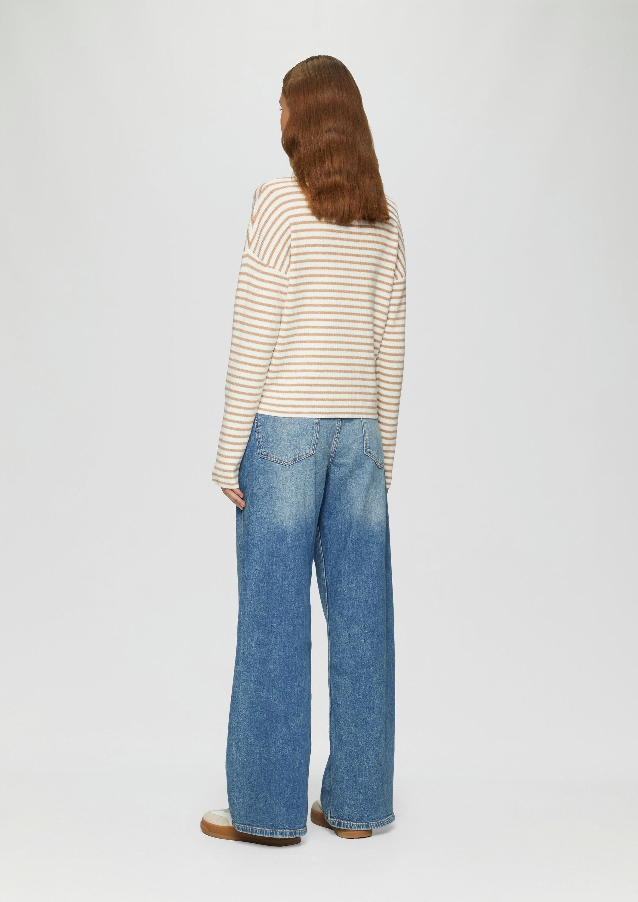 s.Oliver Longpullover Strickpullover Rollkragenpullover mit Rippstruktur