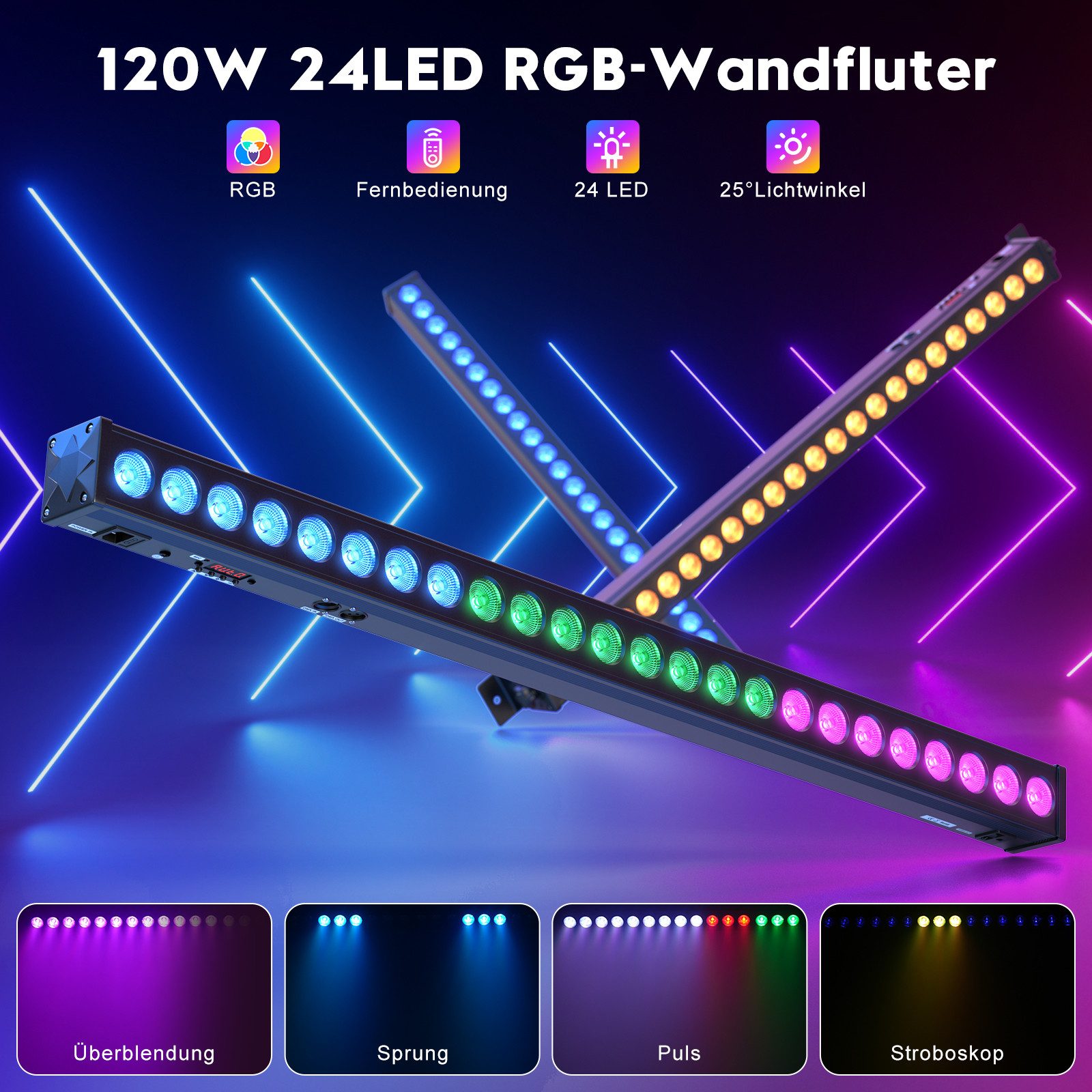 ZonQoonz Discolicht 120W LED Wall Washer Licht mit Fernbedienung für Party KTV Konzert