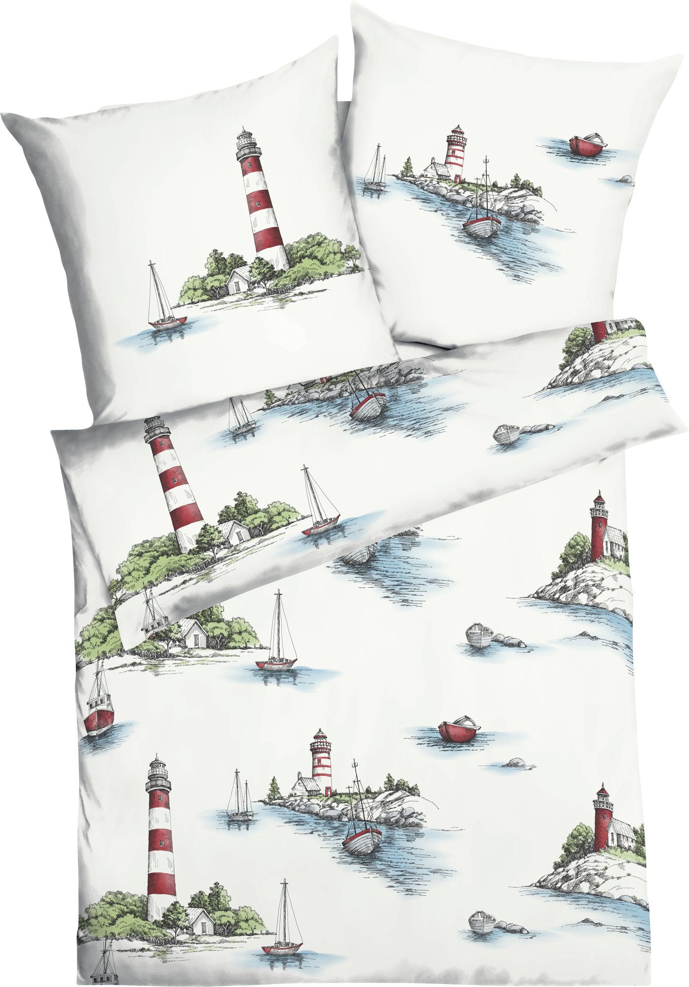 Kaeppel Bettwäsche Bettwäsche "Küstenlandschaft", Mako-Satin, 2 günstig online kaufen