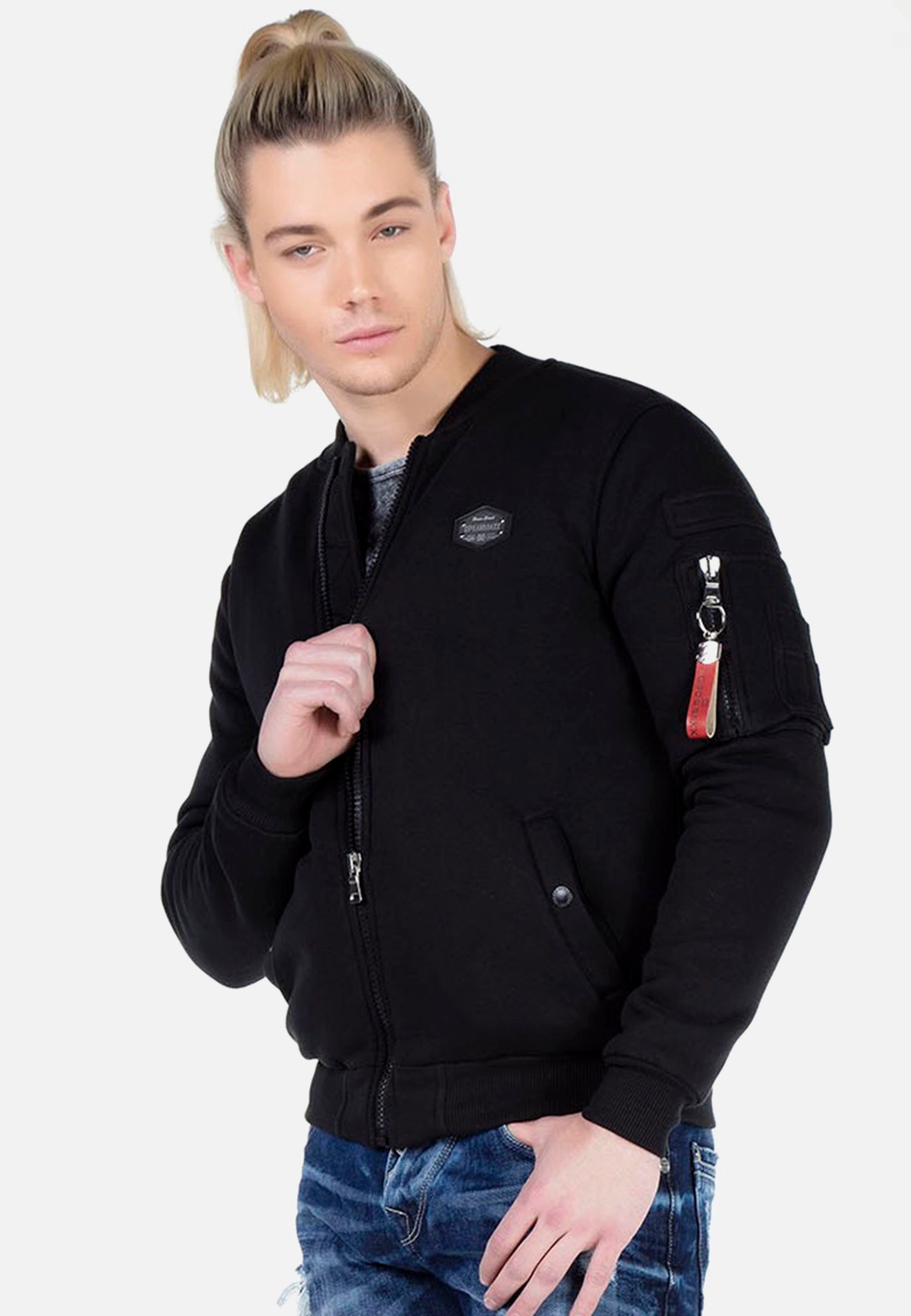 Cipo & mit Baxx Reißverschluss Revers Sweatjacke und blau