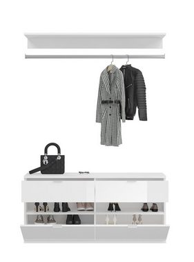 xonox.home Garderoben-Set Garderoben Set Projekt X, weiß Hochglanz / Spiegeltüren, 3-teilig, (3-St)