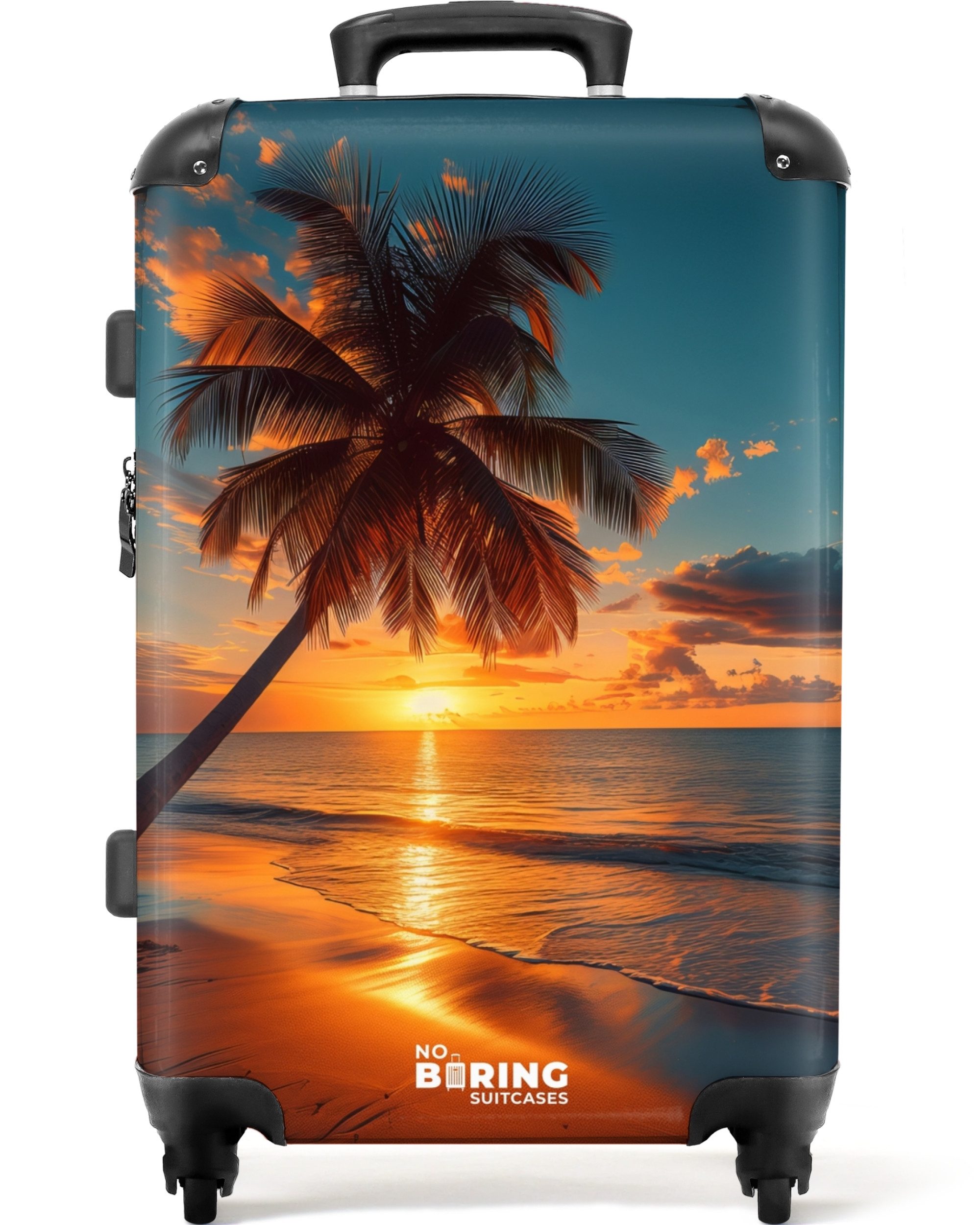 NoBoringSuitcases.com© Hartschalen-Trolley mit leuchtende Räder - Palme bei günstig online kaufen