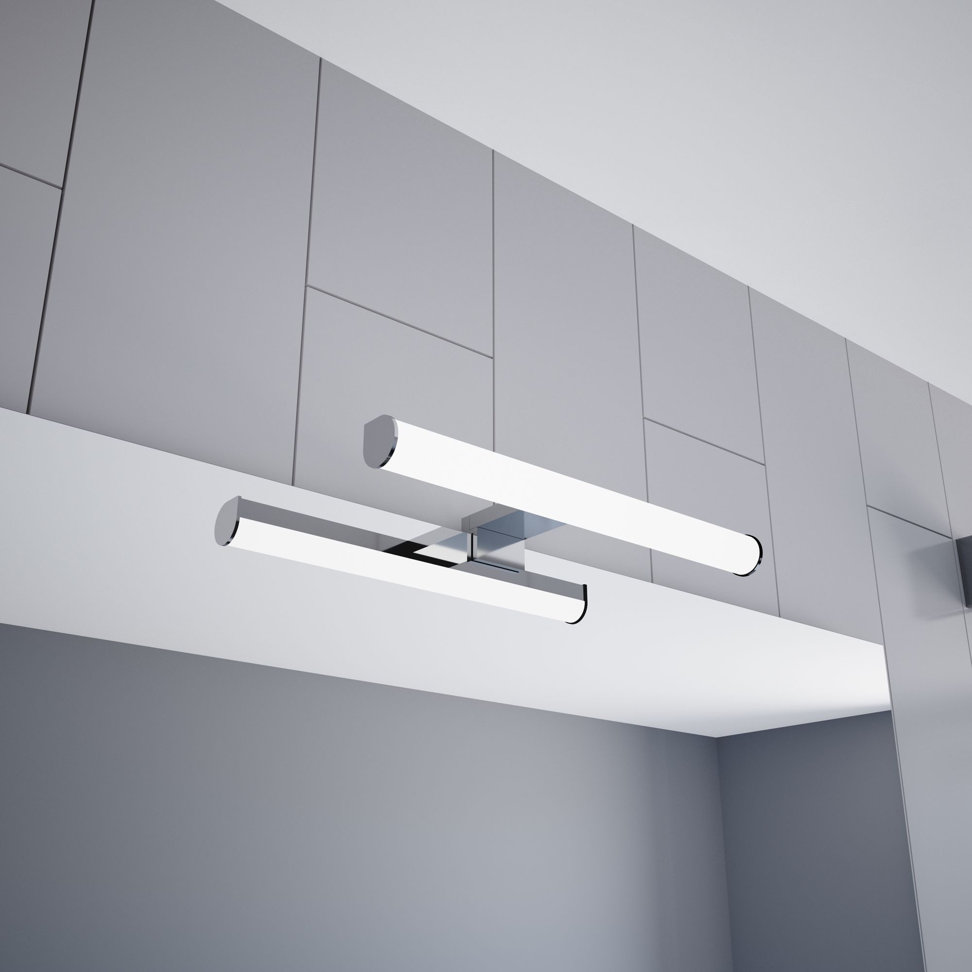 kalb LED Spiegelleuchte LED 300mm Aufbauleuchte 230V Badezimmer Leuchte verchromt, 300mm warmweiß, warmweiß – Bild 2 von 5
