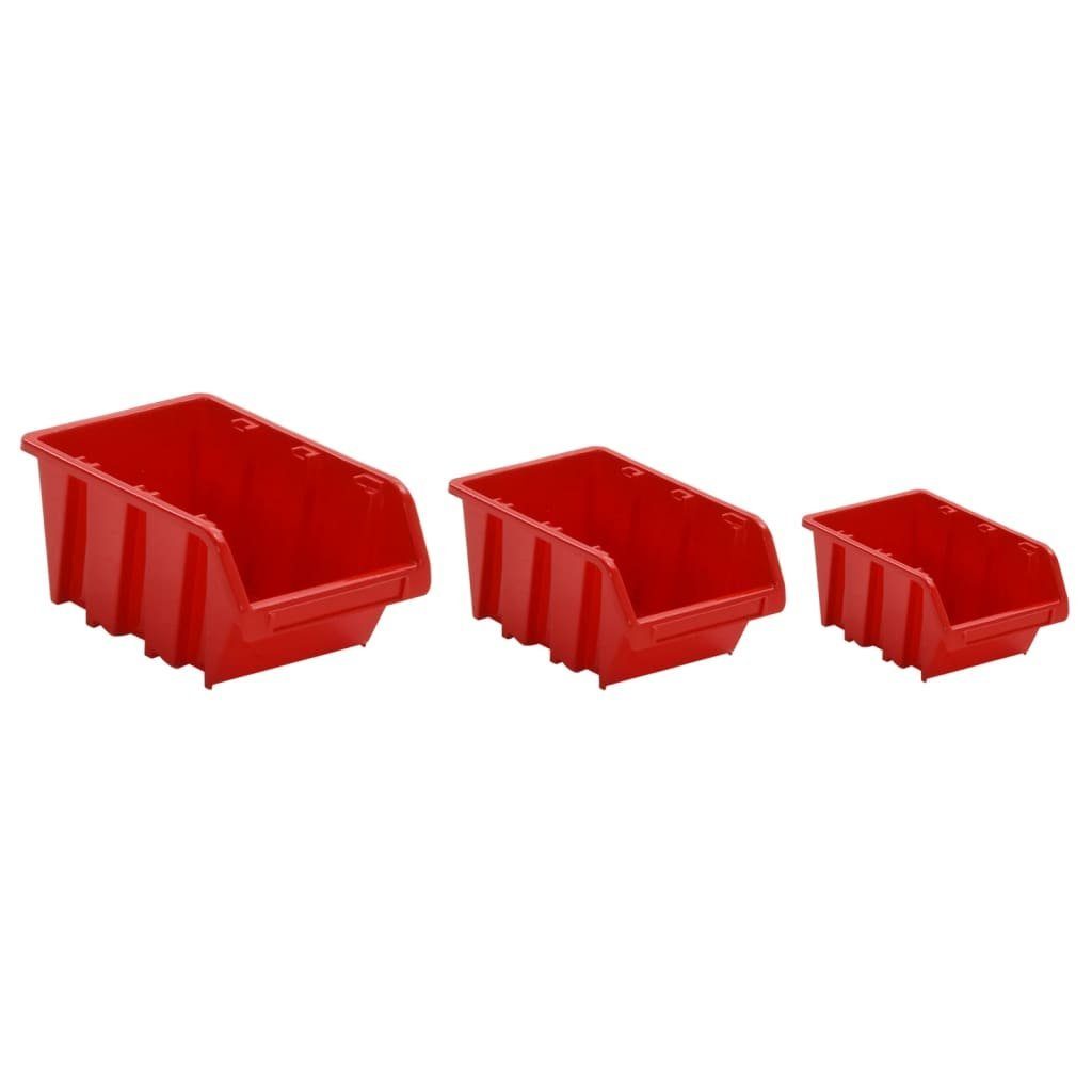 vidaXL Werkzeugbox Rot (1 26-tlg Schwarz & Stapelboxen-Wandregal 77x39cm St) Polypropylen