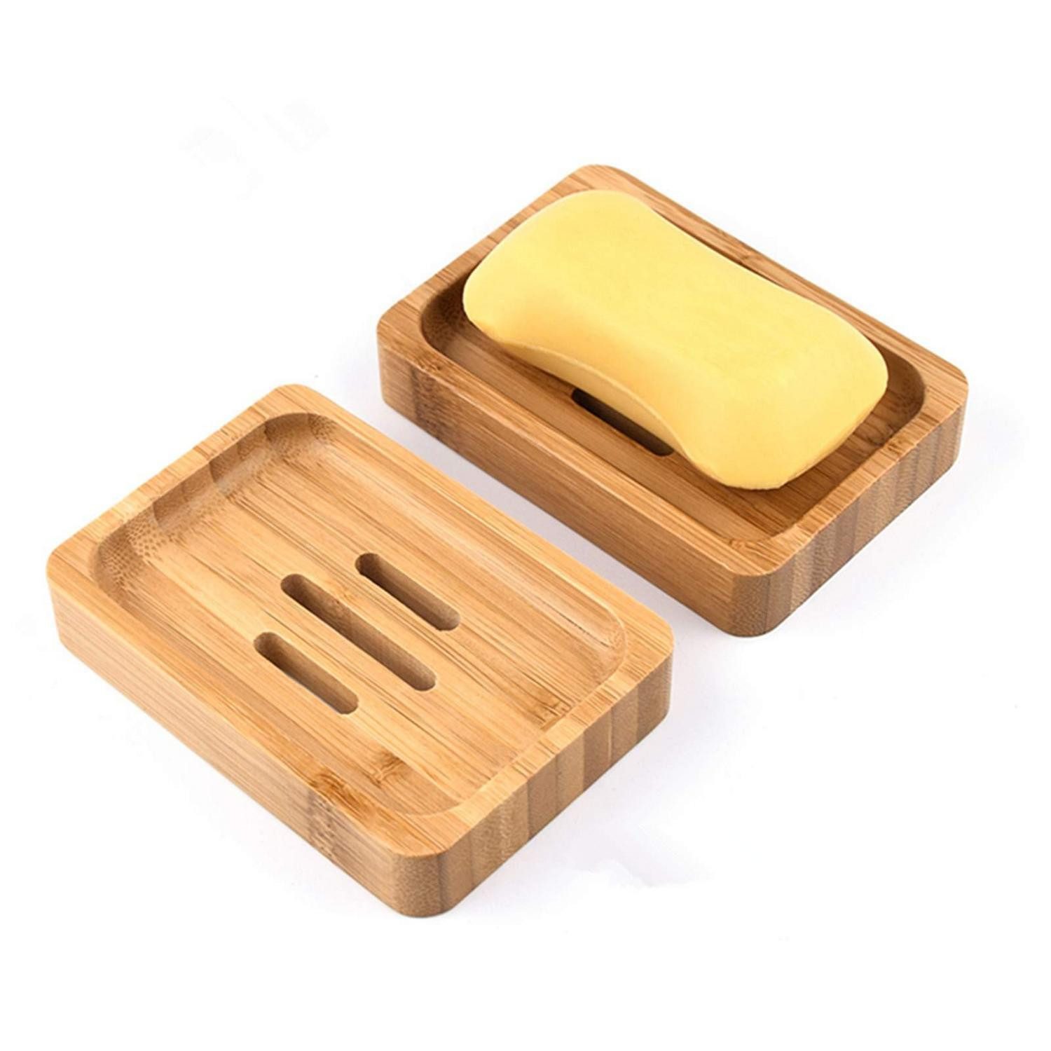 LuxusKollektion Seifenschale Seifenschale Bambus natur 2er Set, Breite: 8 cm, 2-St.