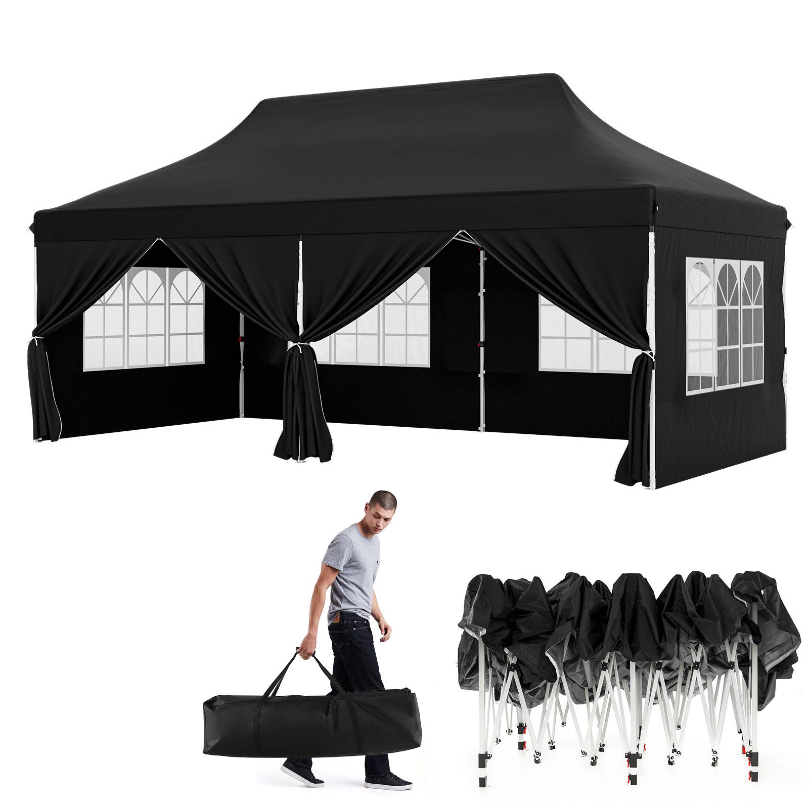 KOMFOTTEU Pavillon, Faltpavillon 3x6m, höhenverstellbar mit günstig online kaufen