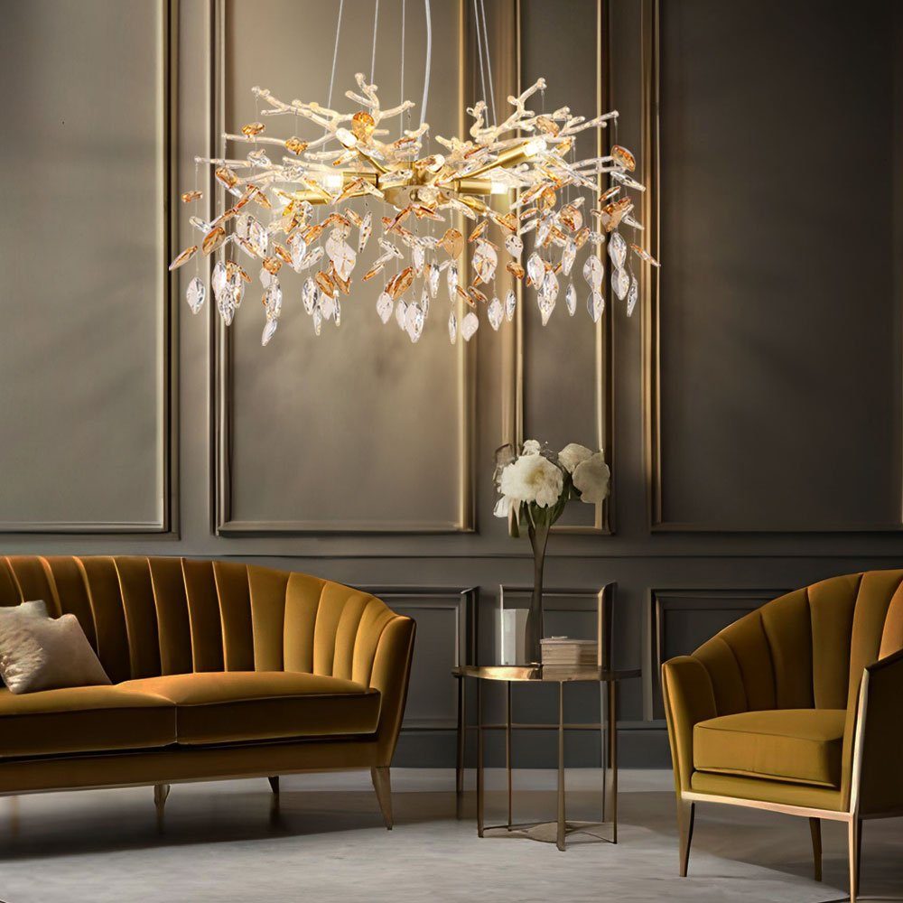 GLOBO LIGHTING Pendelleuchte, Leuchtmittel nicht inklusive, Kronleuchter Pendelleuchte Deckenlampe Esszimmerleuchte Gold