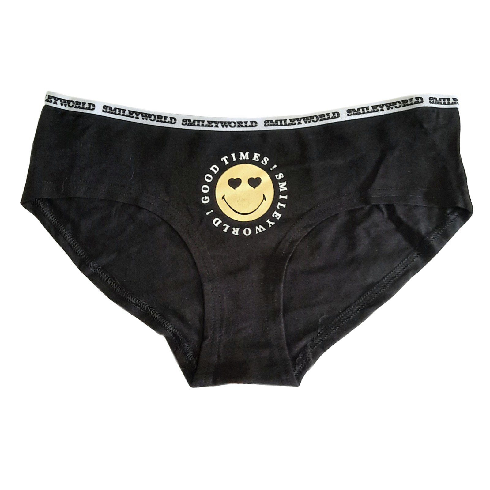 EplusM Slip Smiley Emoji Damen Slip Gr. S bis L, in Schwarz oder Weiß