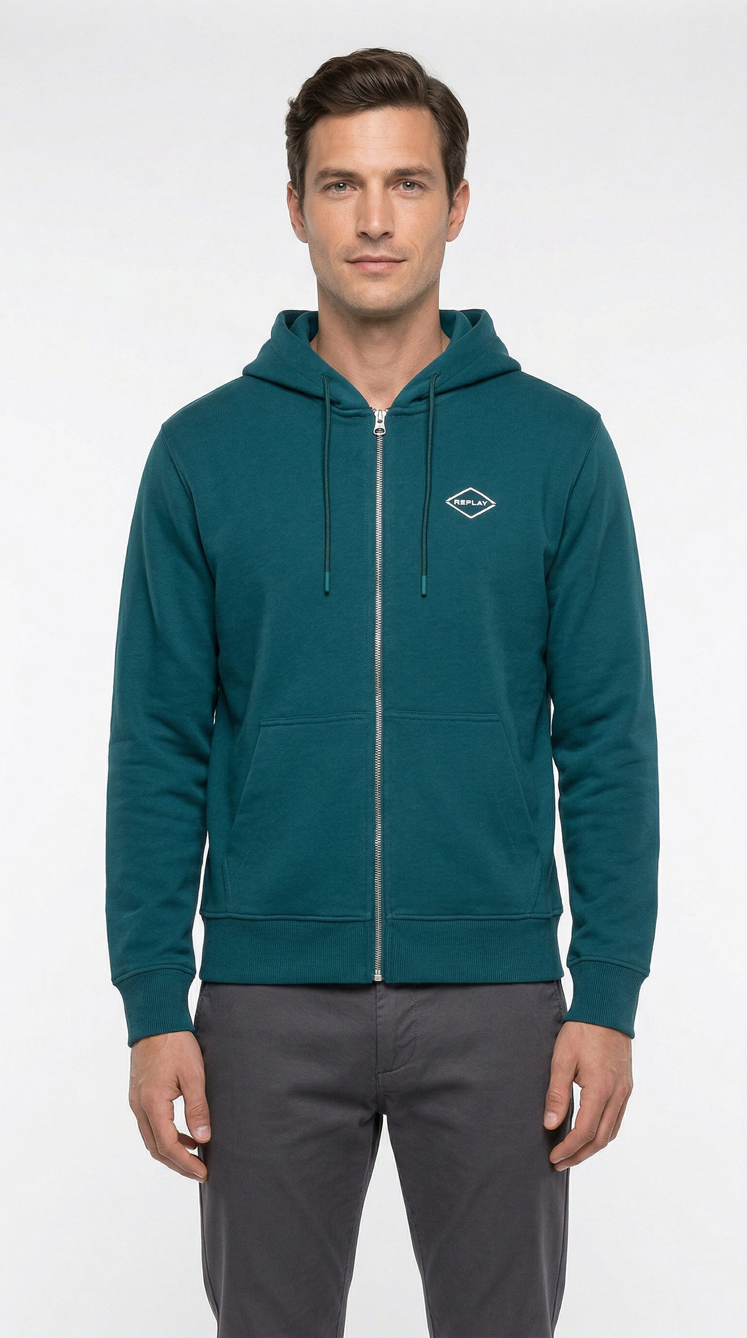 Replay Kapuzensweatjacke aus Baumwolle, Regular Fit
