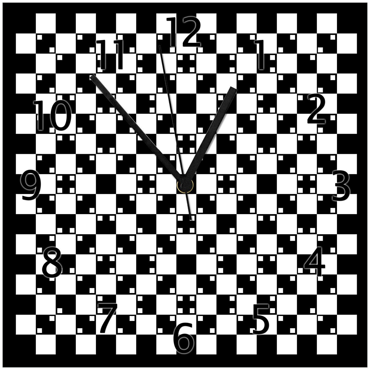 schwarz Wanduhr Illusion - - Optische Wallario (Glasuhr) weiß Täuschung