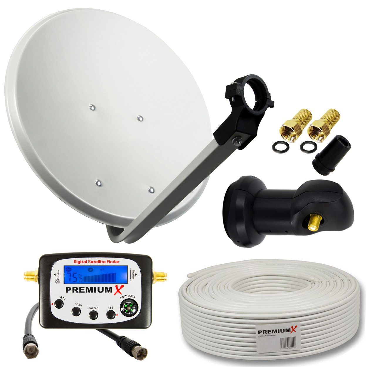 Camping Satelliten-Anlage 45cm Antenne Single LNB 10m Kabel Sat-Finder SAT-Antenne