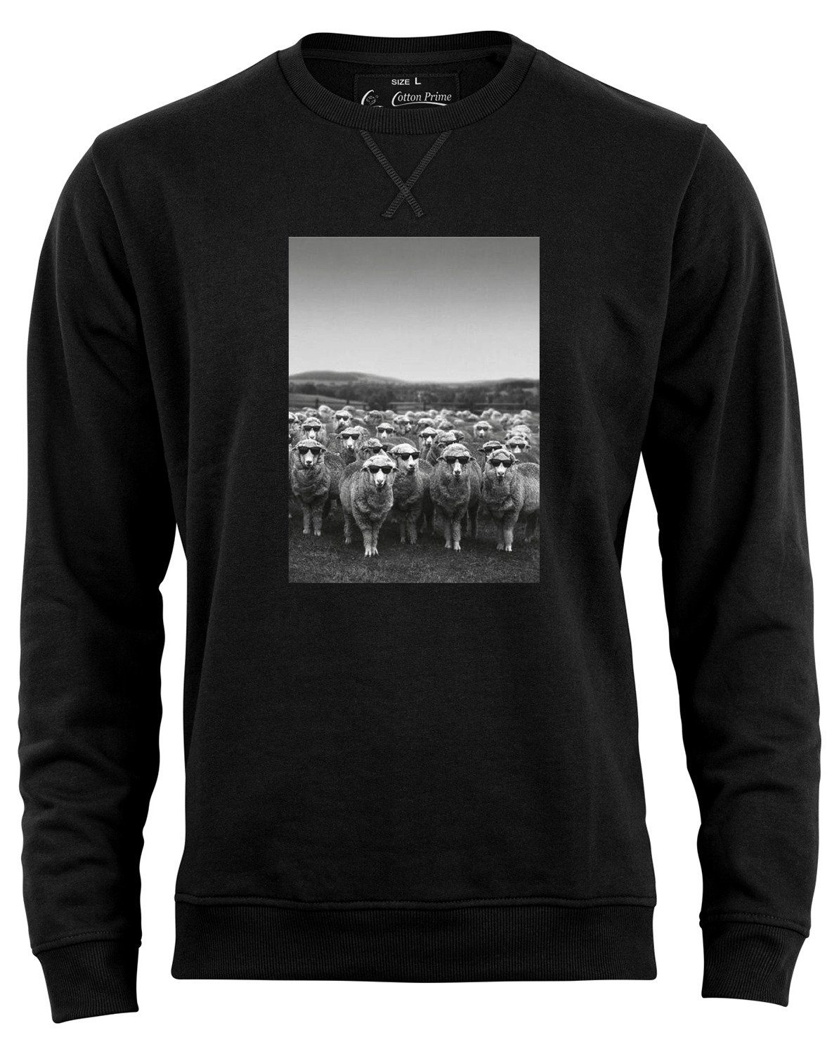 Prime® Sweatshirt Schwarz mit Innenfleece Cotton weichem