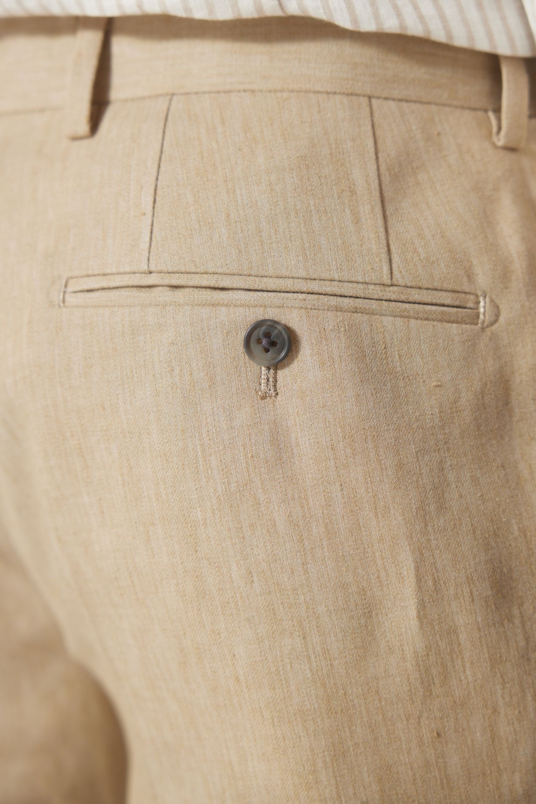 Anzug Anzughose Hose Stone (1-tlg) aus Tailord Leinengemisch: Next Fit