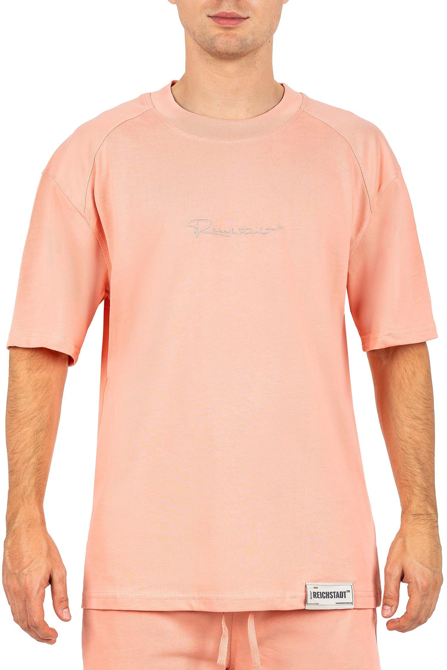Reichstadt Oversize-Shirt mit Casual Stitching altrosa Brust auf 22RS033 der (1-tlg) T-shirt