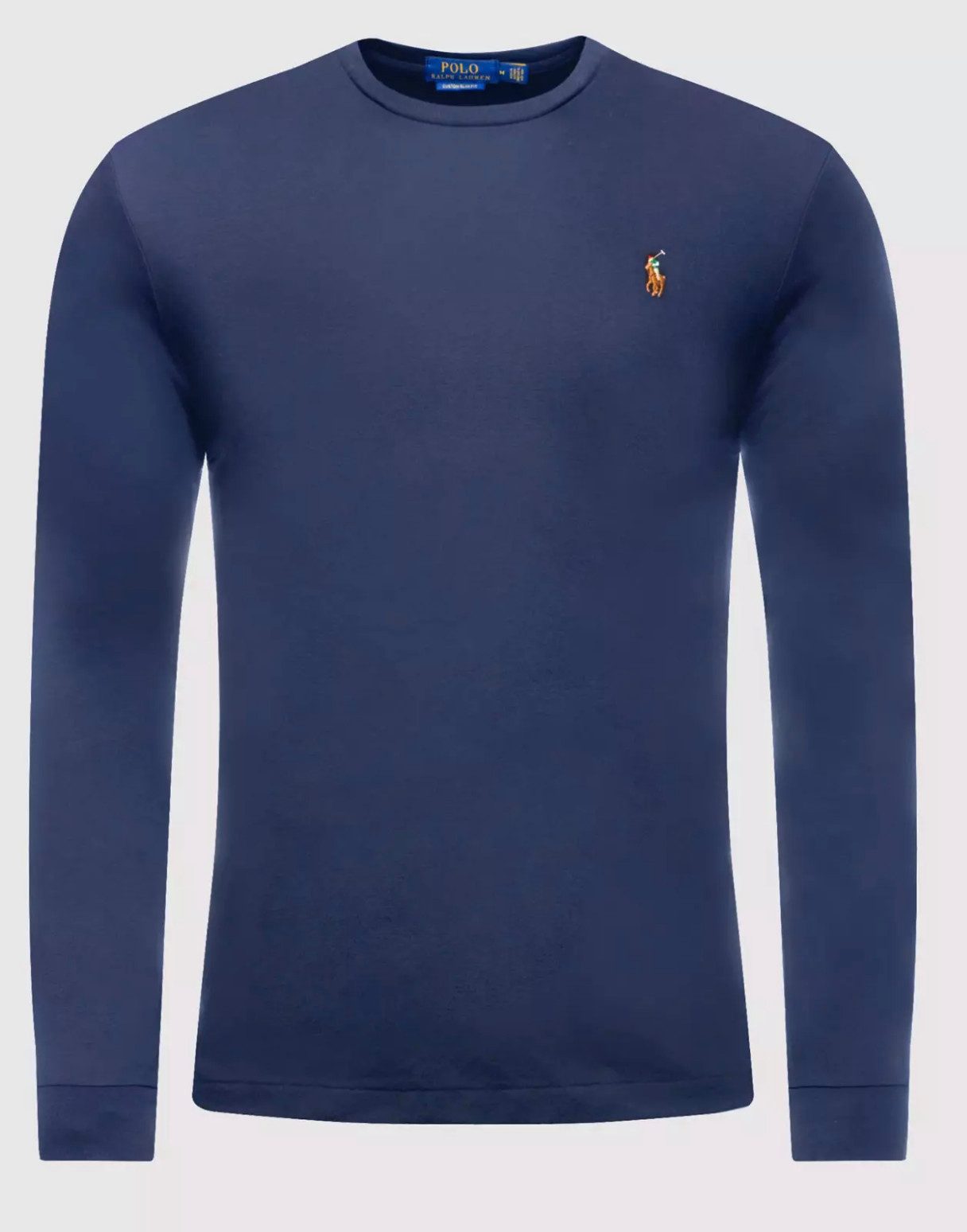 Polo Ralph Lauren Longsleeve Interlock Pony Langarm gerippter Rundhalsausschnitt und Ärmelabschlüsse