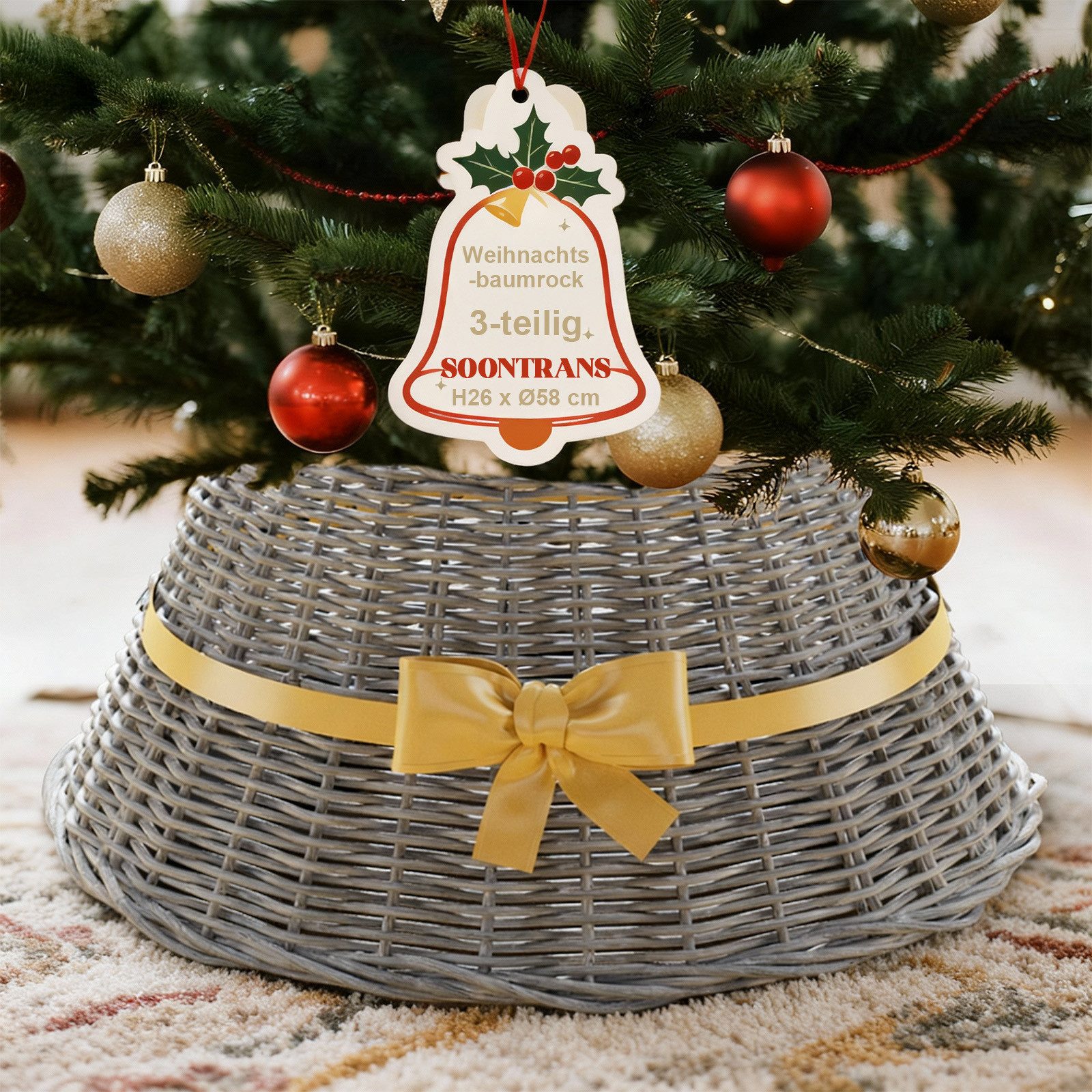 Ferghana Weihnachtsbaumdecke Weihnachtsbaumrock aus Geflochtene Weide, Weihnachtsbaum Kragen, Ялинкові підставки Abdeckung mit Schleife, Weihnachtsbaum Korb