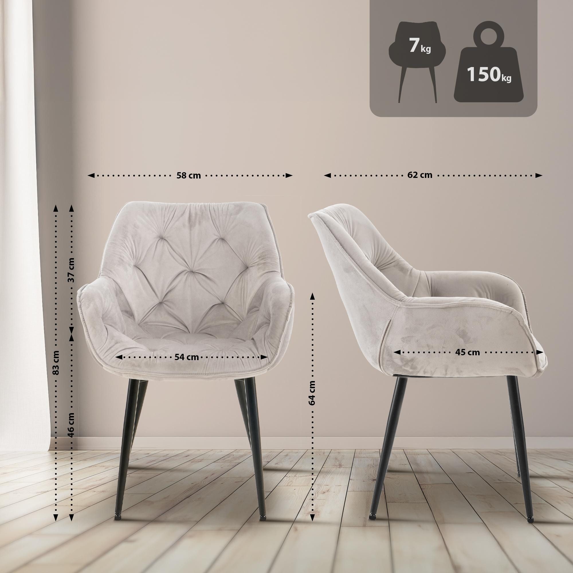 CLP Esszimmerstuhl Tanna Samt (2er Set, 2 St), mit Armlehnen und 4-Fuß Meta günstig online kaufen