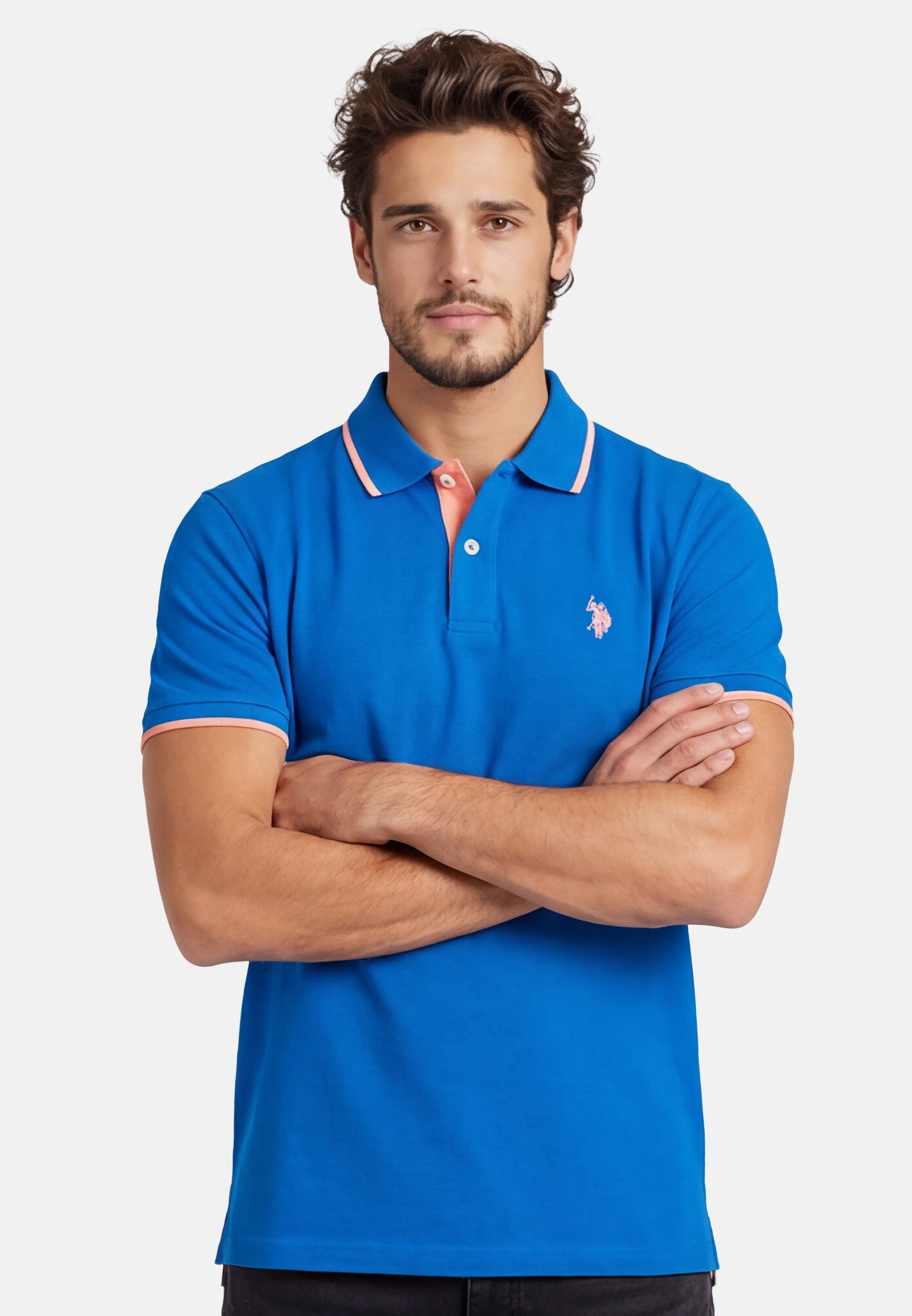 U.S. Polo Assn. Poloshirt USTristaan Klassisches Shirt mit Knopfleiste und Logostickerei Herren Piqué aus Baumwolle mit Kontraststreifen