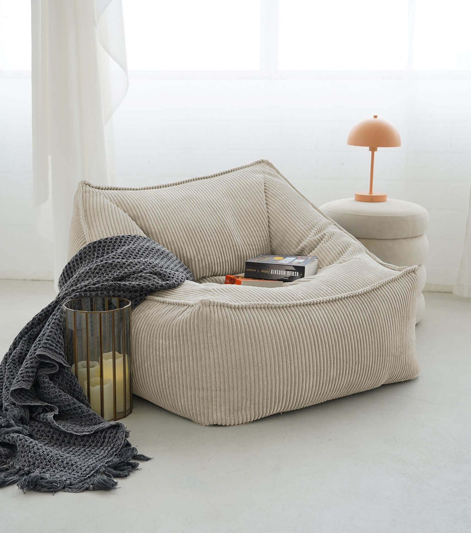 mokebo Sitzsack Der Lümmel (aus Cordstoff), gemütlicher Cordsessel oder Armlehnensessel in Beige