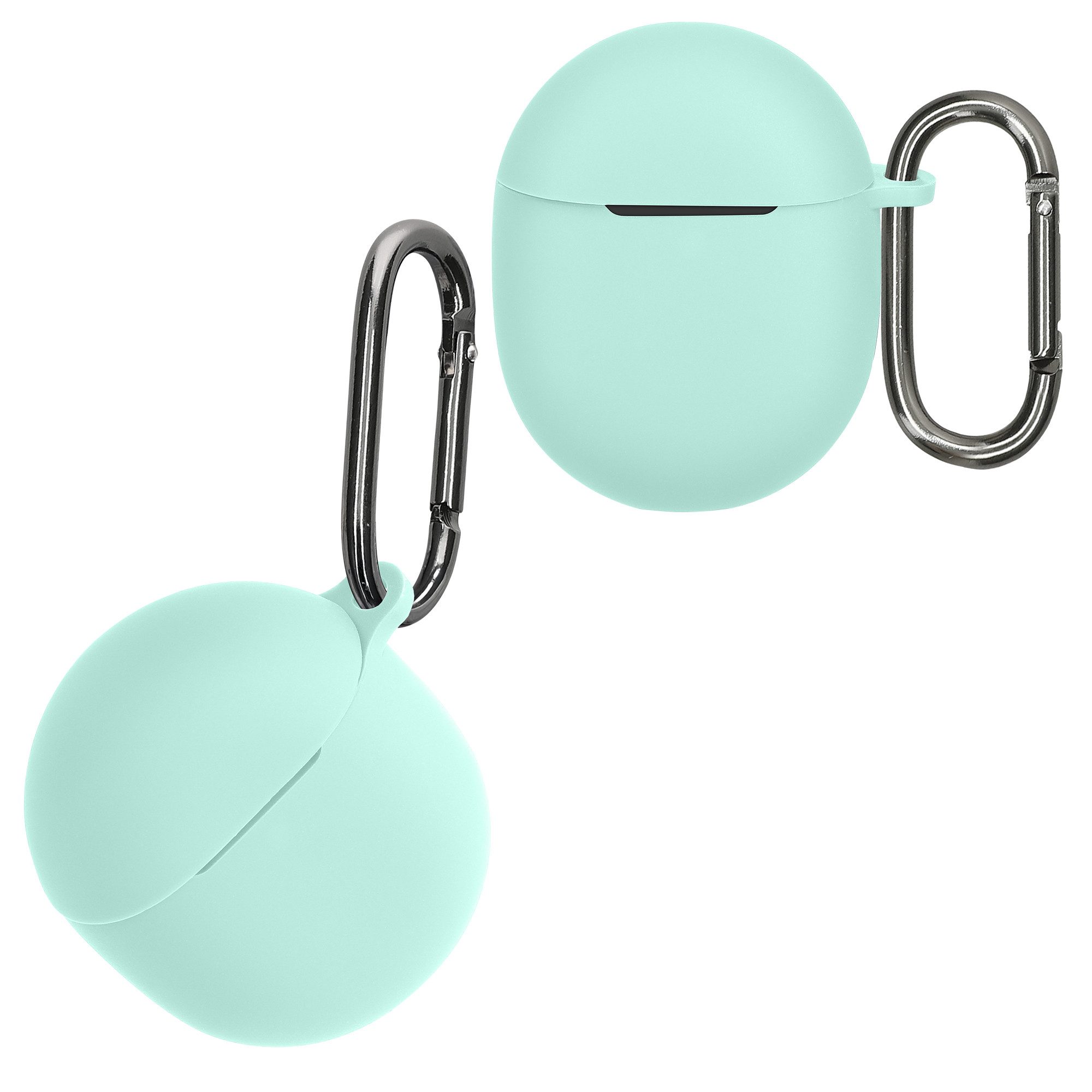 kwmobile Kopfhörer-Schutzhülle Schutzhülle für Google Pixel Buds Pro 2 / Pixel Buds Pro Hülle, TPU Silikon Case für Kopfhörer Ladecase stoßfestes Cover mit Karabiner