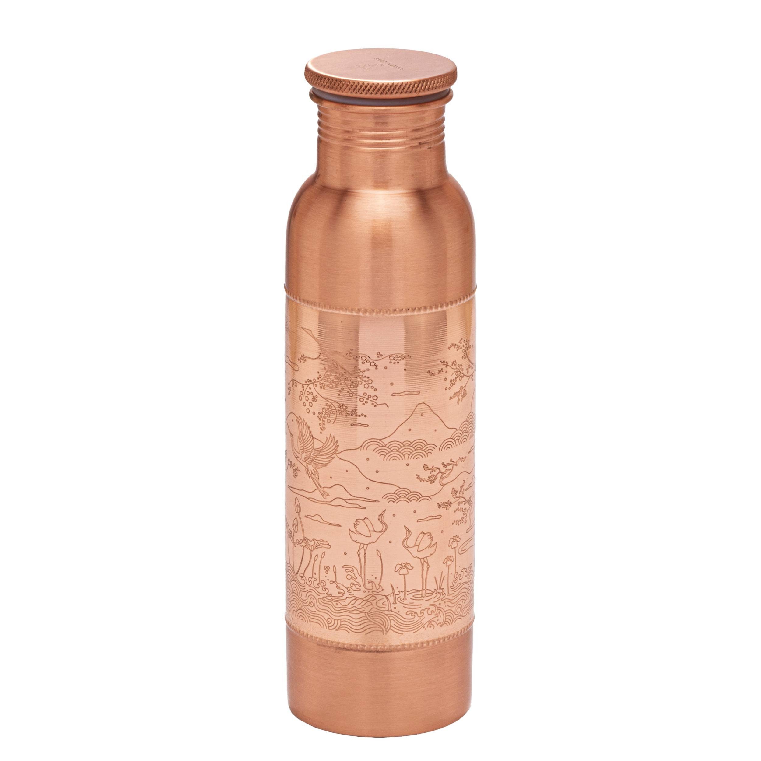 Trinkflasche Paradies Kupferflasche 900 ml - Ayurvedische Trinkflasche mit Gravur N