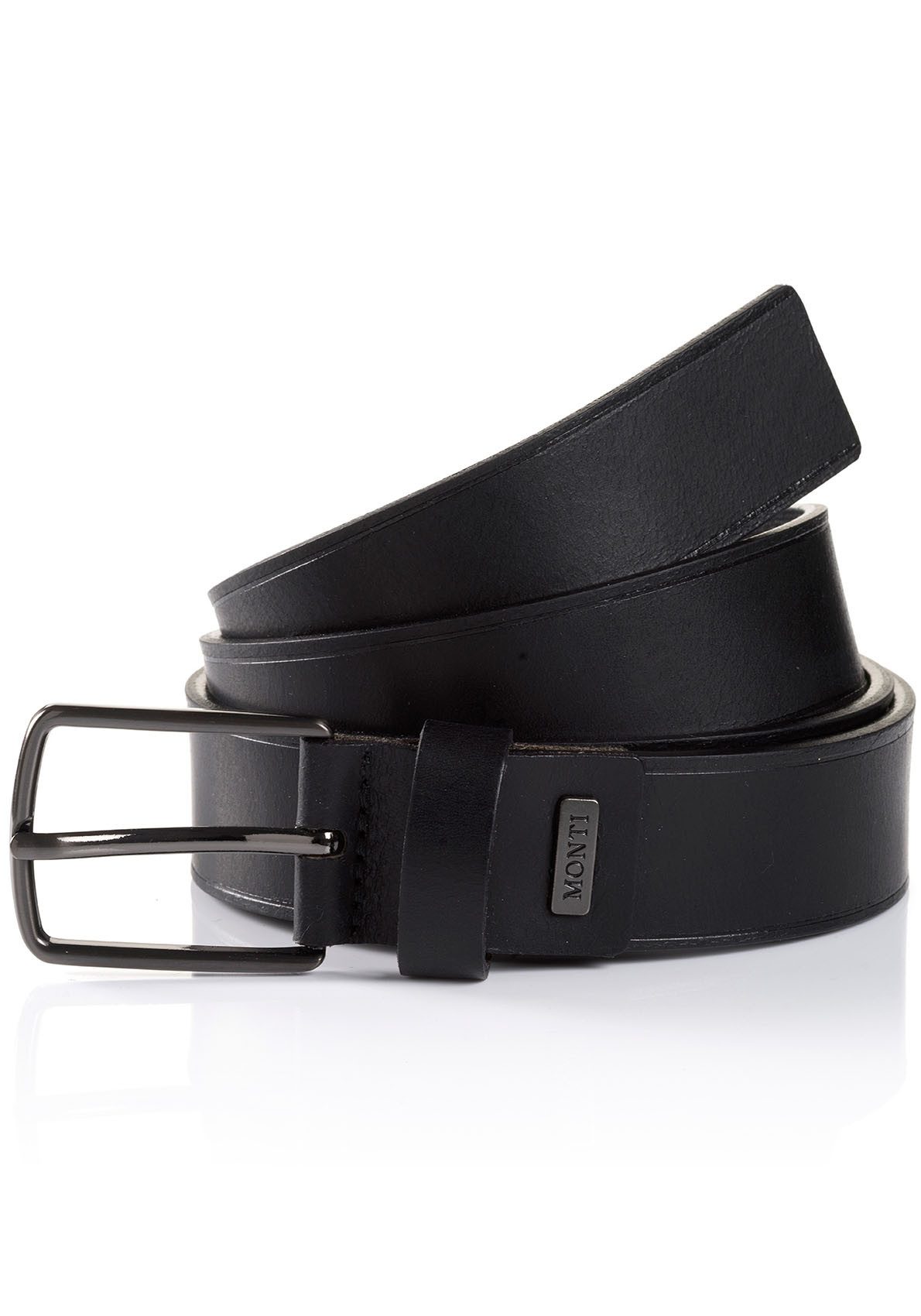 MONTI Ledergürtel GENF mit satinierter geschwärzter Schnalle günstig online kaufen