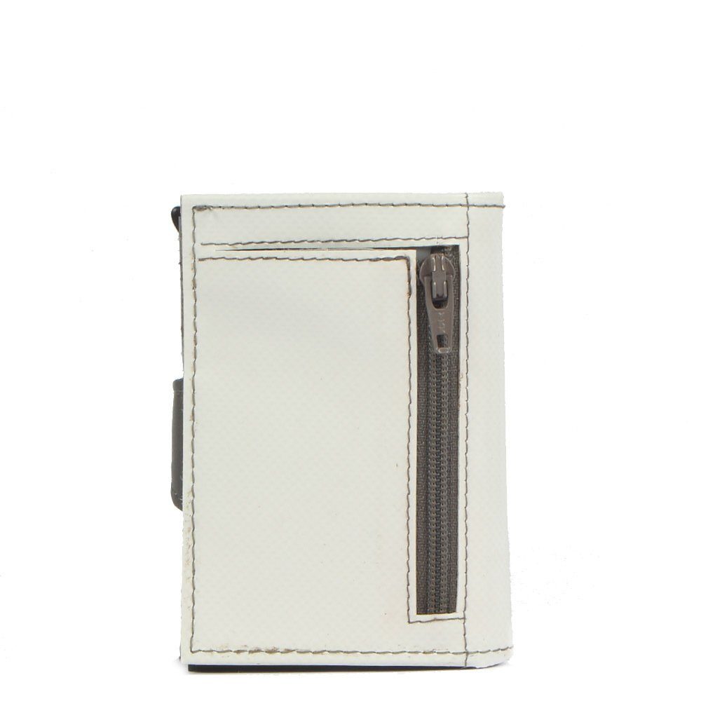 7clouds Mini Geldbörse aus Kreditkartenbörse double tarpaulin, Tarpaulin noonyu white Upcycling