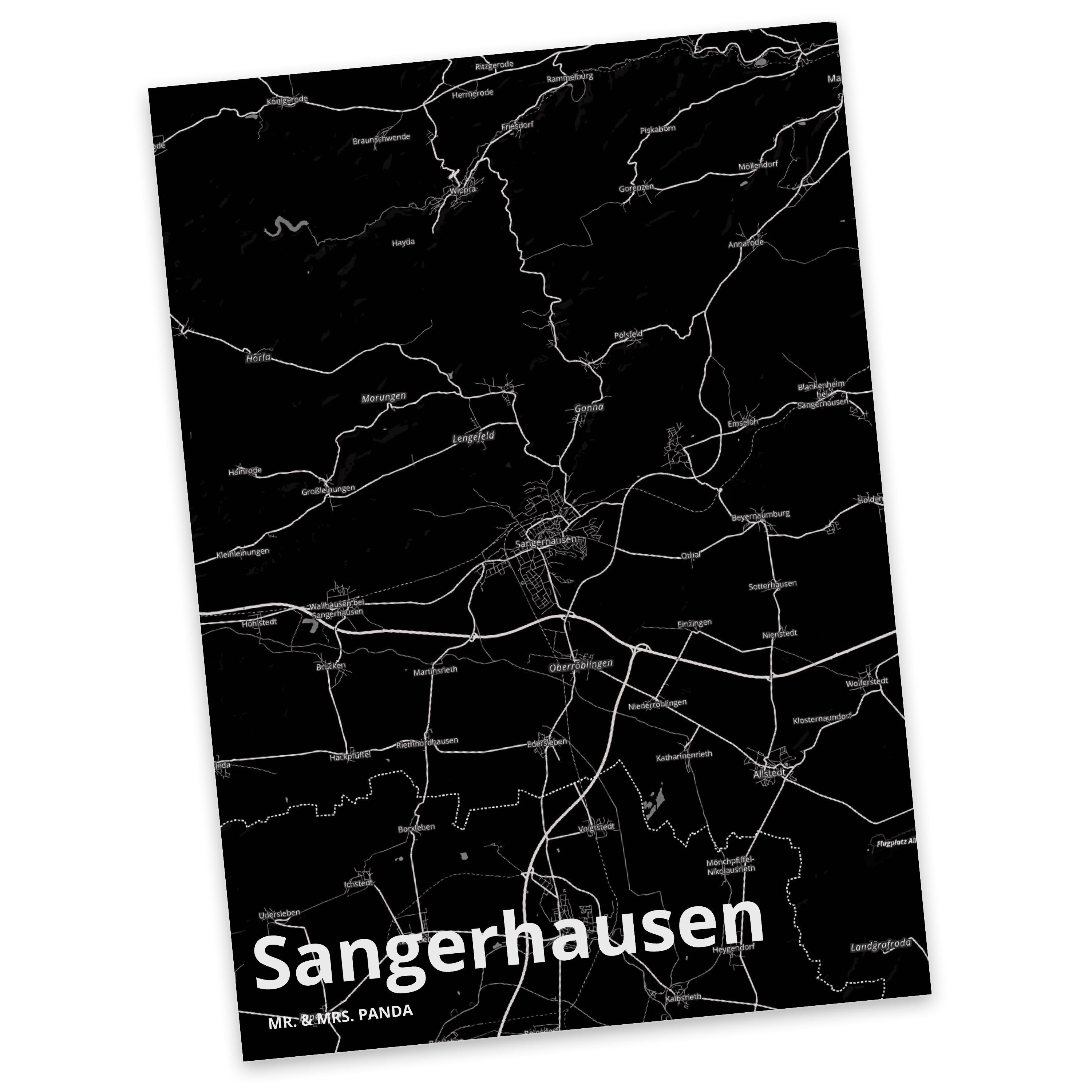 Mr. & Mrs. Panda Postkarte Sangerhausen - Geschenk, Karte, Stadt, Grußkarte, Ort, Geschenkkarte