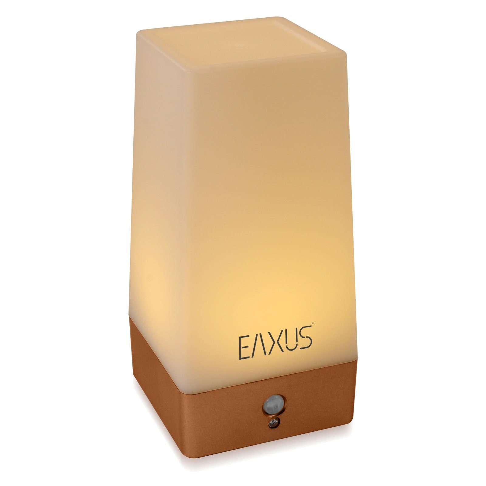 Direktshop echt! EAXUS LED Tischleuchte im Nachttischleuchte, LED & fest mit integriert, Nachtlampe Kabllose Bewegungssensor Nachtlicht warmweiß, Kupfer/Bronze Look, Dämmerungssensor