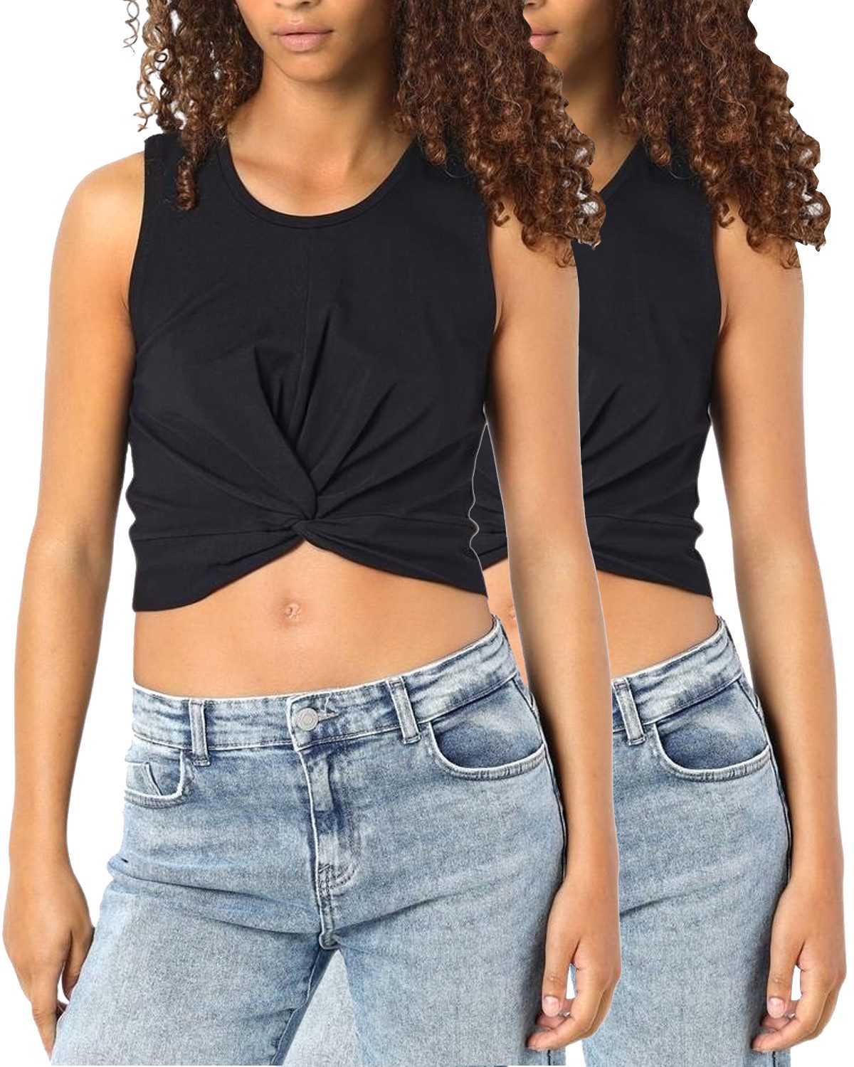 Noisy may Crop-Top (Set) Basic Shirt Unifarben im Doppelpack