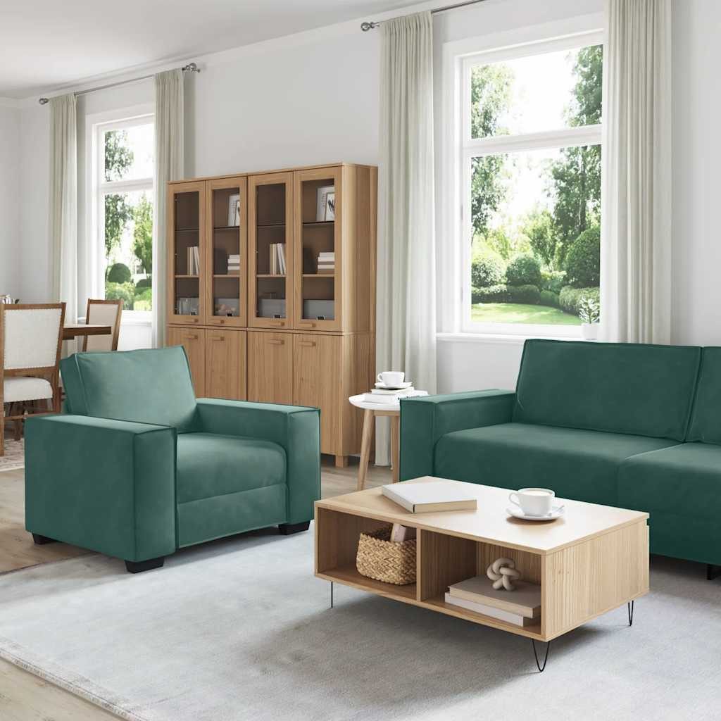 vidaXL Sofa 3-tlg. Sofagarnitur mit Kissen Dunkelgrün Samt günstig online kaufen
