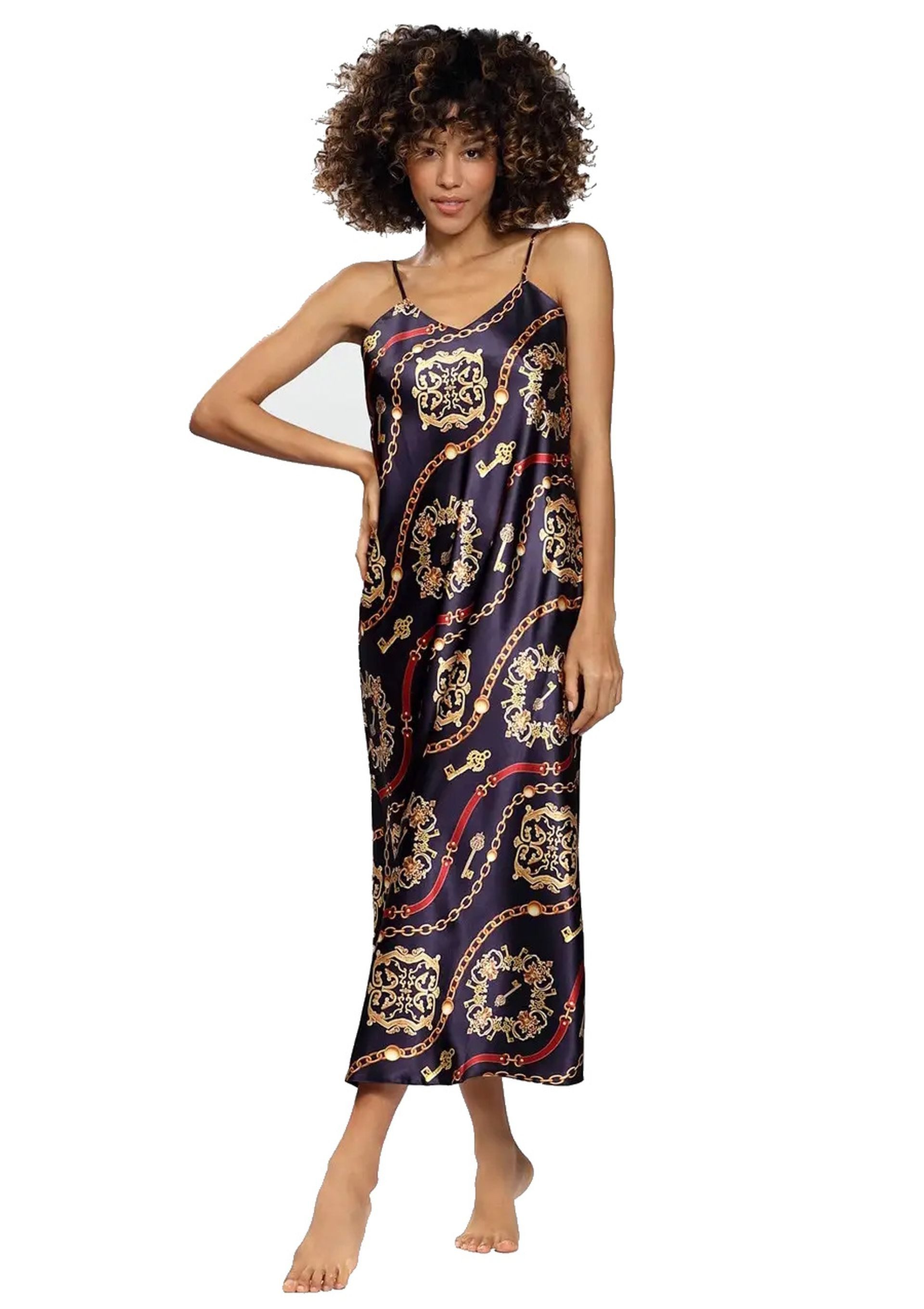 Nachthemd Damen Negligee Nachthemd Satin Lang