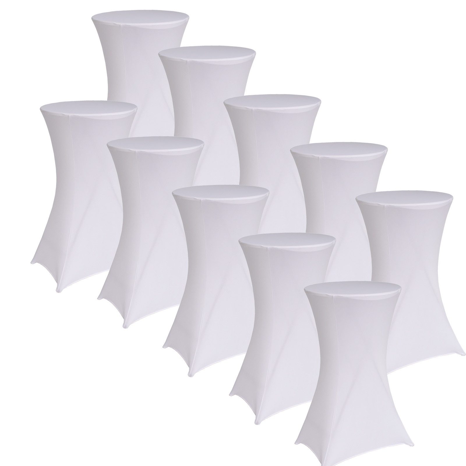 TRUTZHOLM Stehtischhusse 10er Set Bistrotisch/Partytisch Husse 60 cm weiß Tischdecke Decke