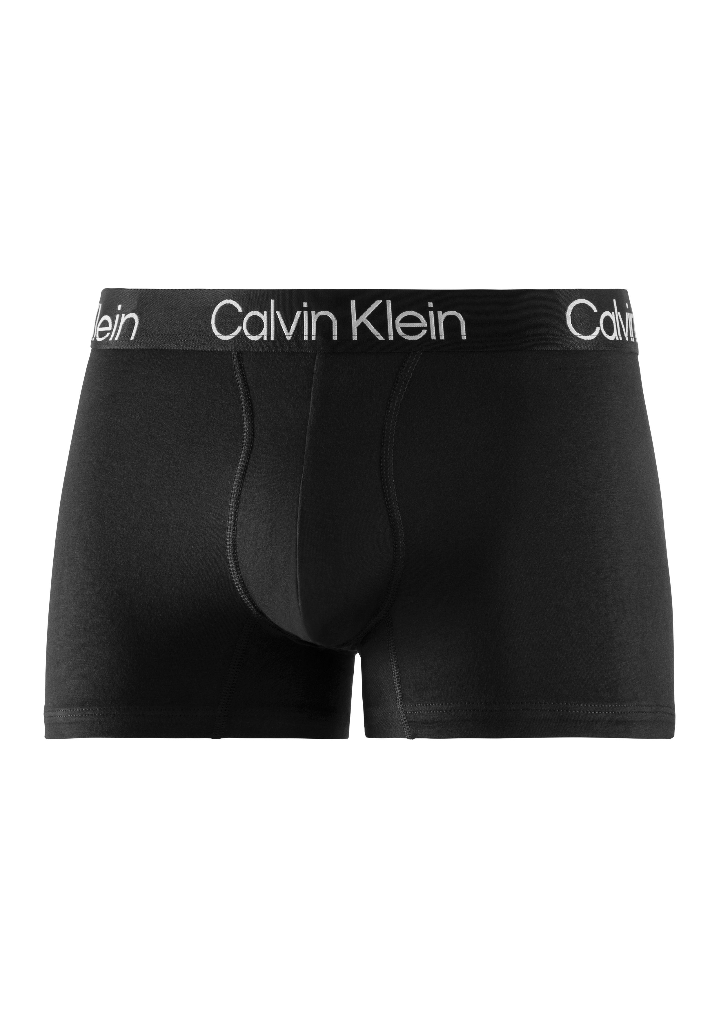 dem Calvin grau, Trunk schwarz, Klein 3-St) mit weiß Bund Underwear auf (Packung, Logoschriftzug