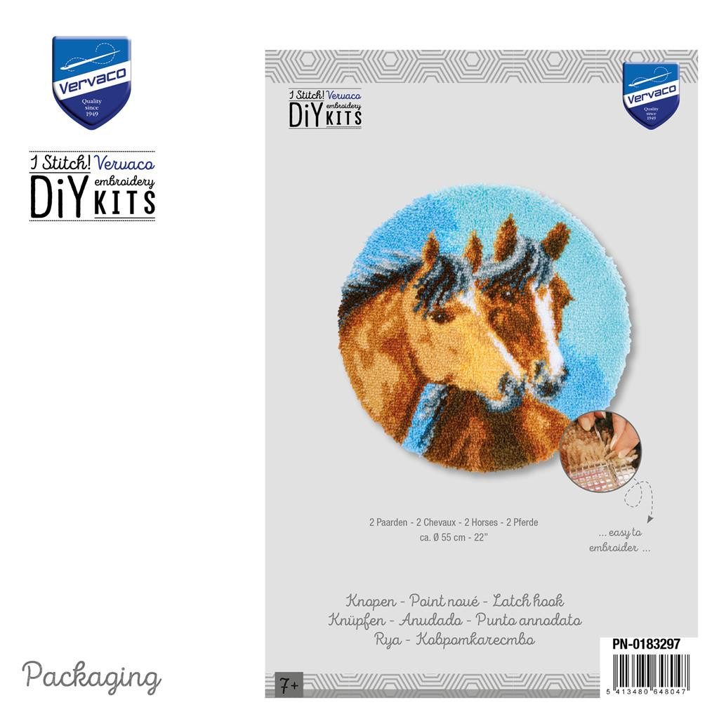 Vervaco Kreativset Vervaco Knüpfteppich / Wandbehangpackung 2 Pferde, (Set, Vervaco embroidery Kit), Made in Europe