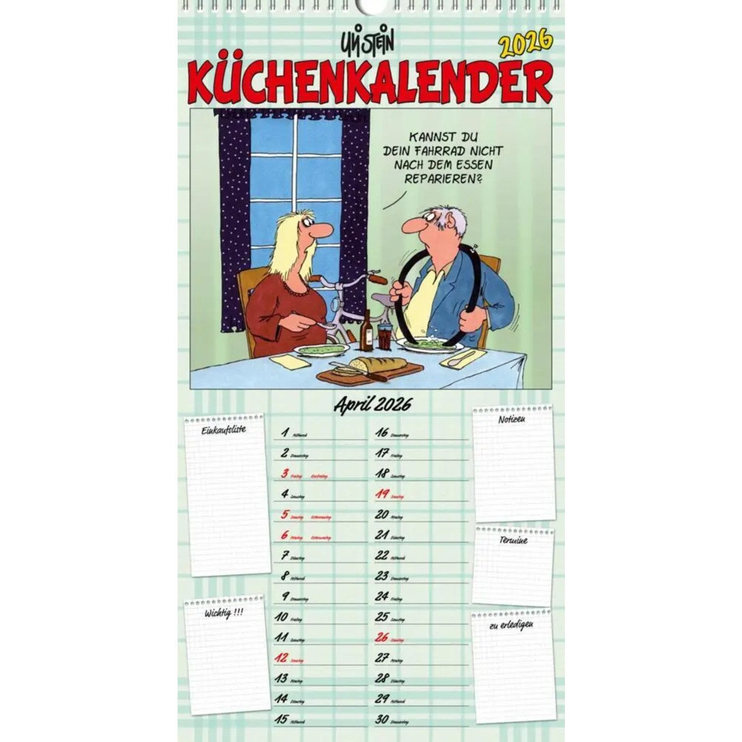 Lappan Verlag Wandkalender Uli Stein Küchenkalender 2026: Monatskalender für die Wand