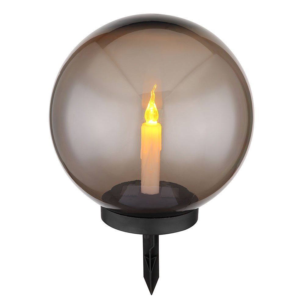 GLOBO LIGHTING LED Solarleuchte, LED-Leuchtmittel fest verbaut, Warmweiß, Solarleuchte Feuereffekt Außenlampe LED Kerze Kugelleuchte rauch