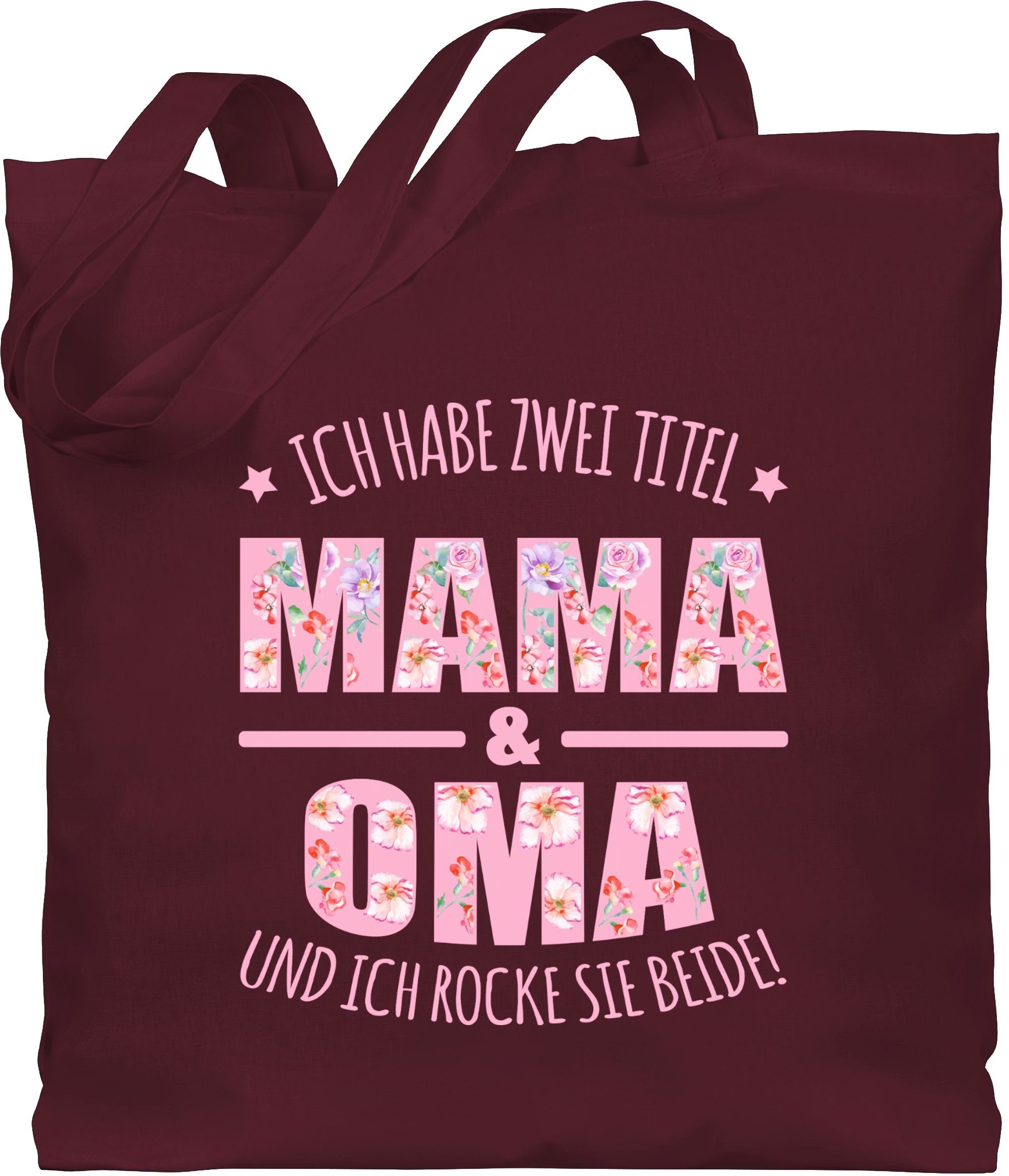 Shirtracer Umhängetasche Ich habe zwei Titel: Mama & Oma I Muttertag Omi, Oma Geschenk 1 Bordeauxrot