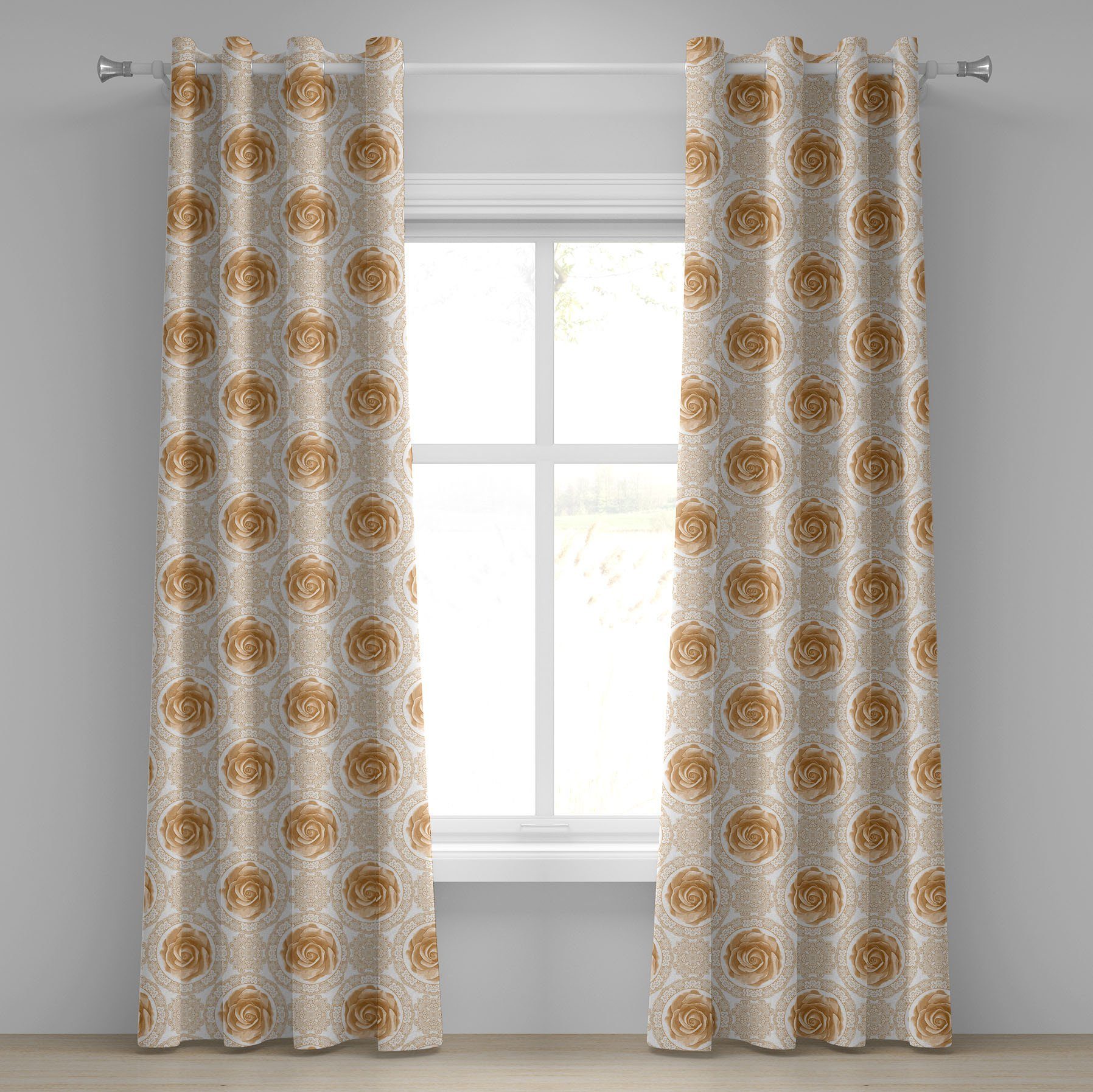 Blumen für Schlafzimmer Wohnzimmer, 2-Panel-Fenstervorhänge Rose Dekorative Abakuhaus, Gardine Röschen