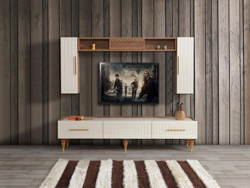 3tlg JVmoebel Stil Regal Wohnwand Wohnzimmer TV-Ständer, Moderner Wohnwände (3-tlg) Möbel luxuriöse