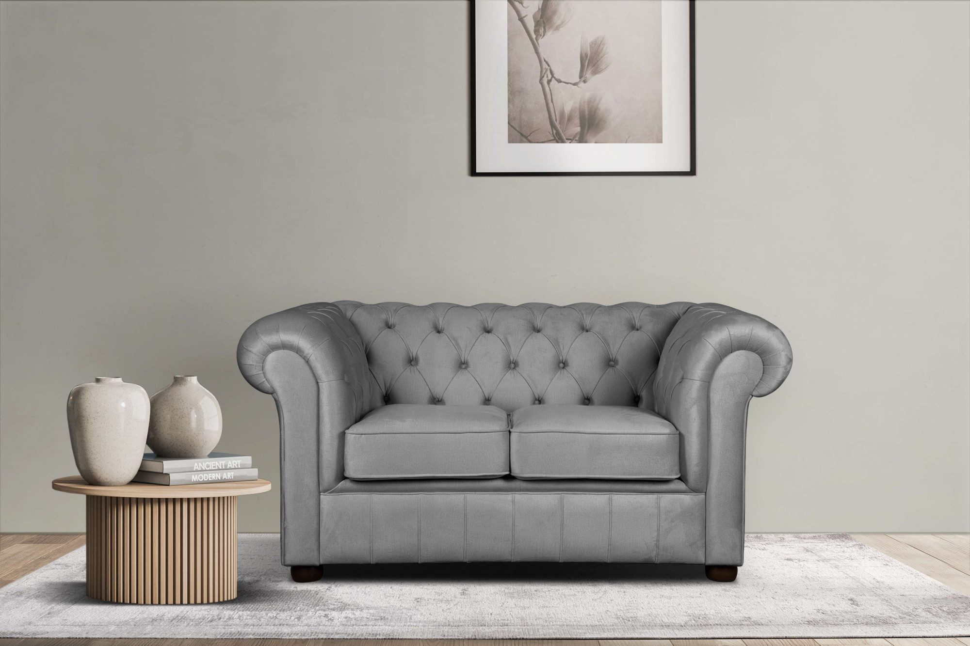 Home affaire 2-Sitzer CHARENTE, Chesterfield-Sofa, Wellenfederung, Maße: B/T/H: 147/89/74 cm, mit edler Knopfheftung und typischen Armlehnen