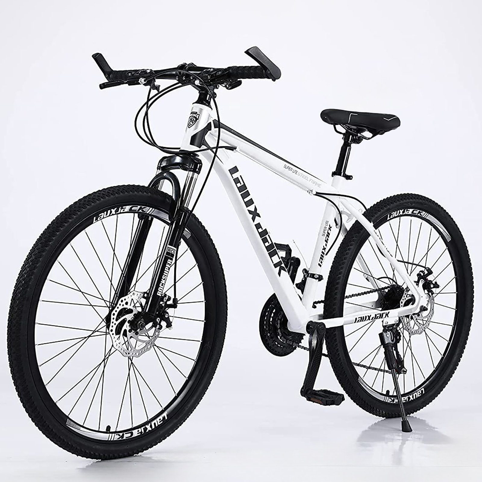 & Zoll 26 Kettenschaltung, Gang, Mountainbike, Scheibenbremse, 21 Lauxjack Lauxjack Fahrrad Weiß Mountainbike Neu 28