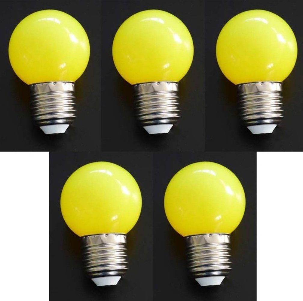 Lichtideen LED-Leuchtmittel 7362 LED Tropfen Lampe 1 Watt gelb Sockel E-27 5-er SET, E27, Xenon / Gelb