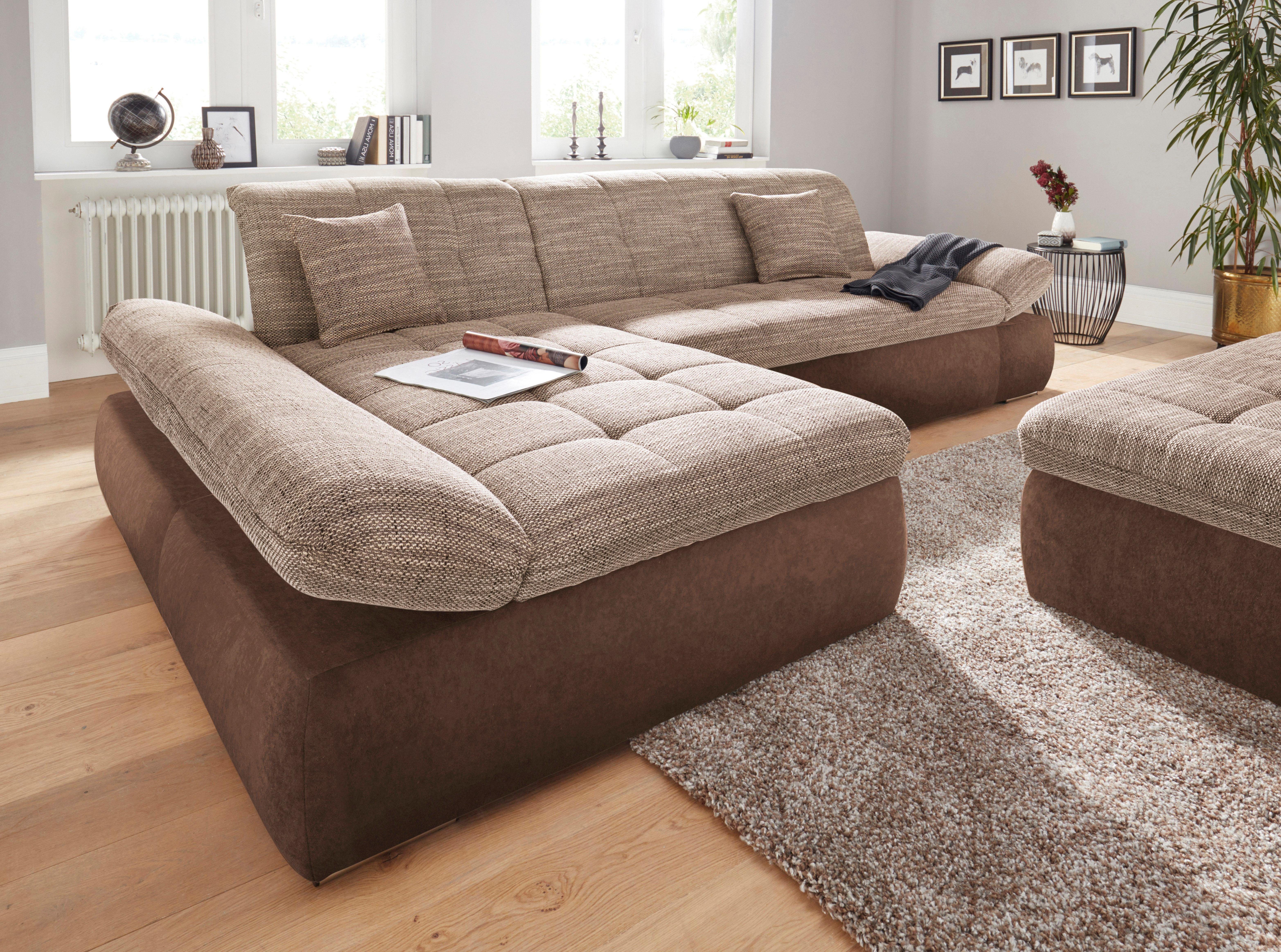DOMO collection Ecksofa PB MORIC wahlweise mit Bettfunktion + Armteilverstellung, L-Form, im XXL-Format, B/T/H:300/172/80 cm, feine Steppung